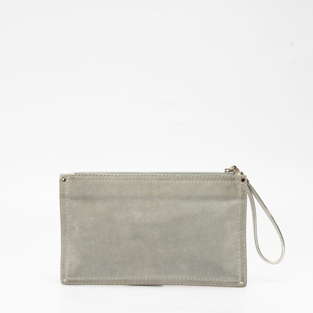Loewe Grey Suede Wristlet Wallet