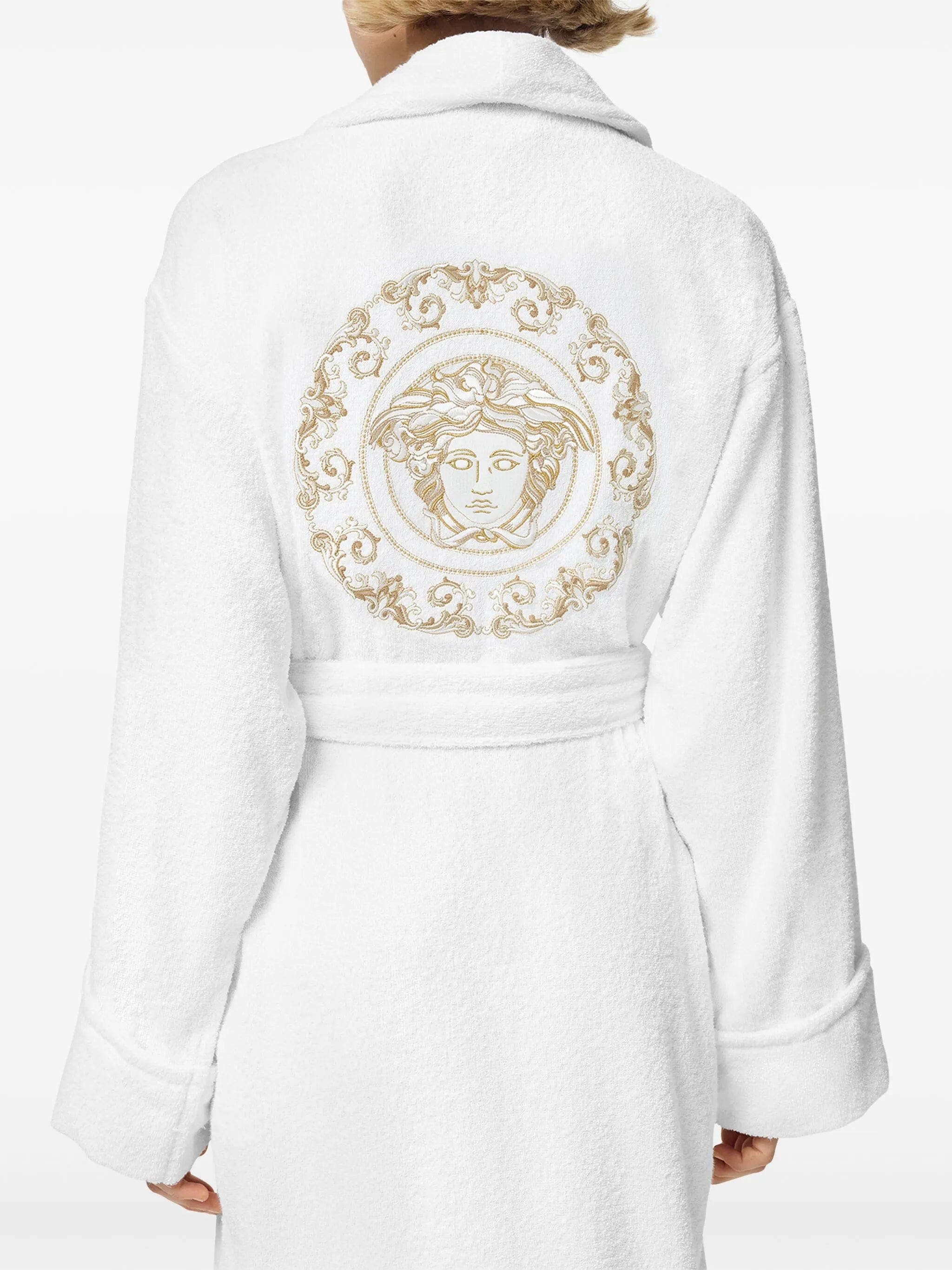 Versace Medusa - embroidered belted bath robe