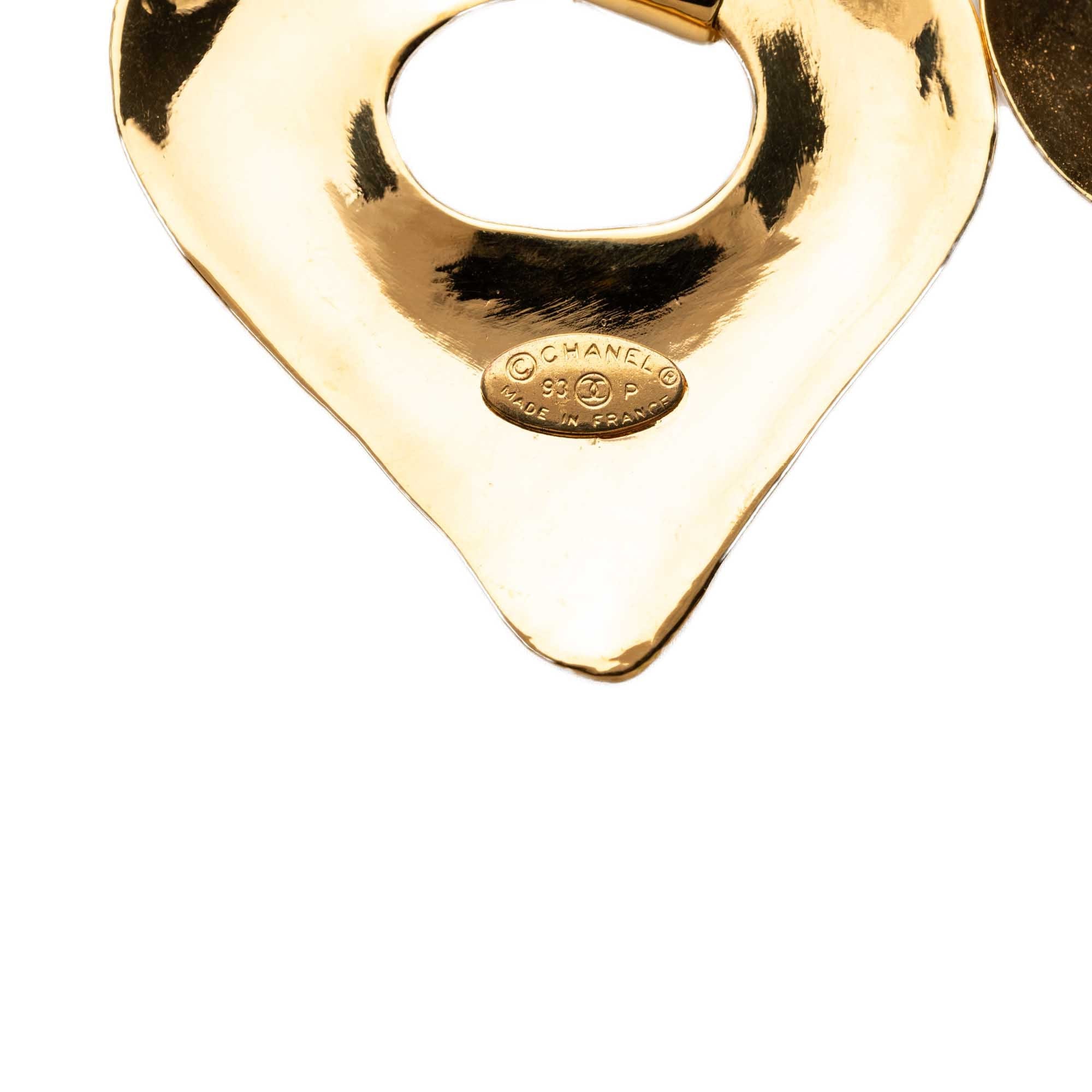 Chanel CC Gold Plated Double Heart Pendant Necklace