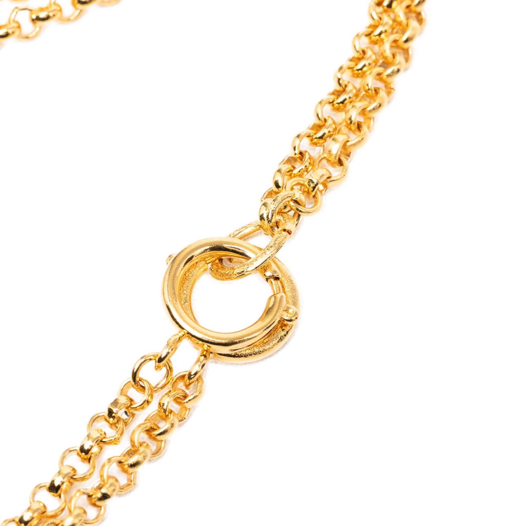 Chanel CC Gold Plated Double Heart Pendant Necklace