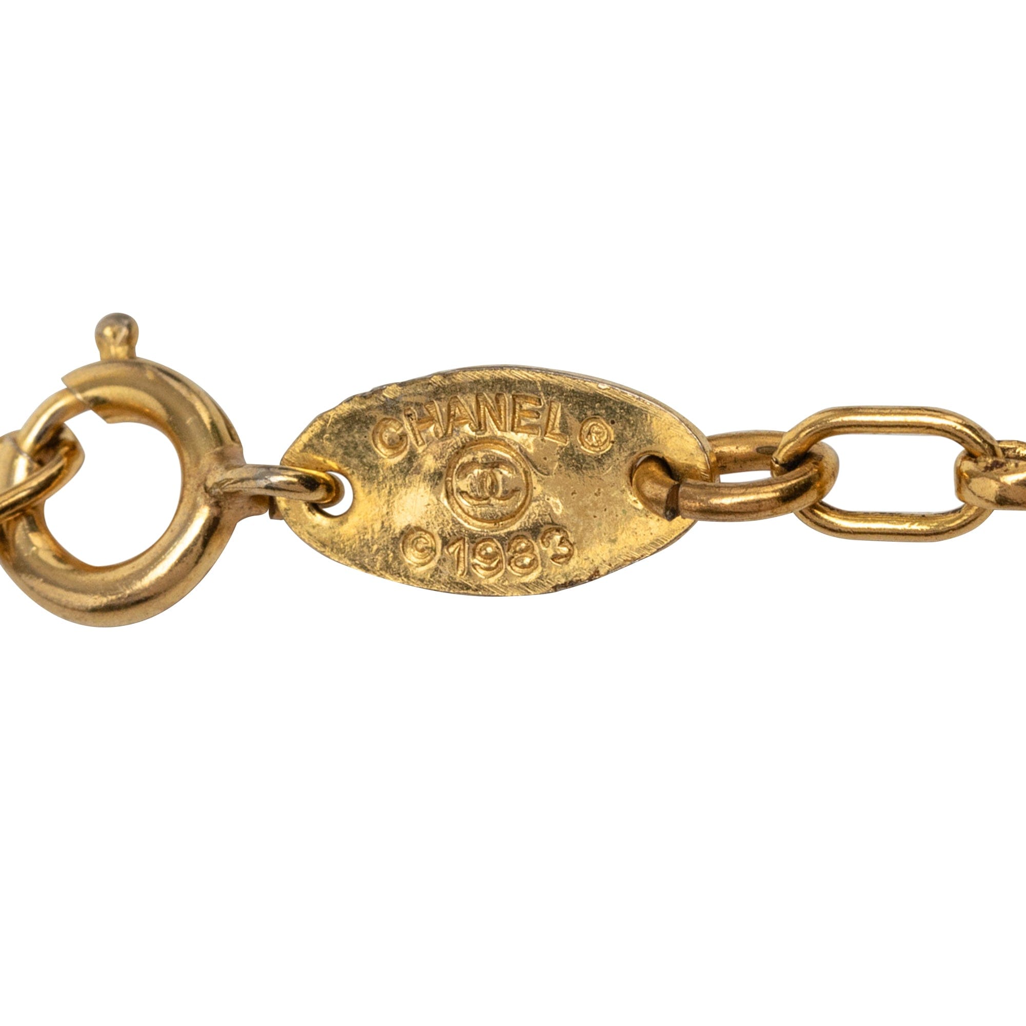 Chanel CC Gold Plated Lion Head Station Chain Long Necklace