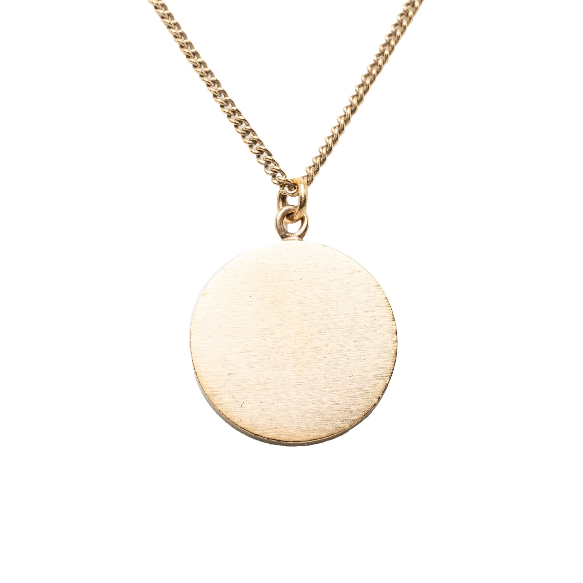 Chanel CC Gold Plated Enamel Camellia Round Pendant Necklace
