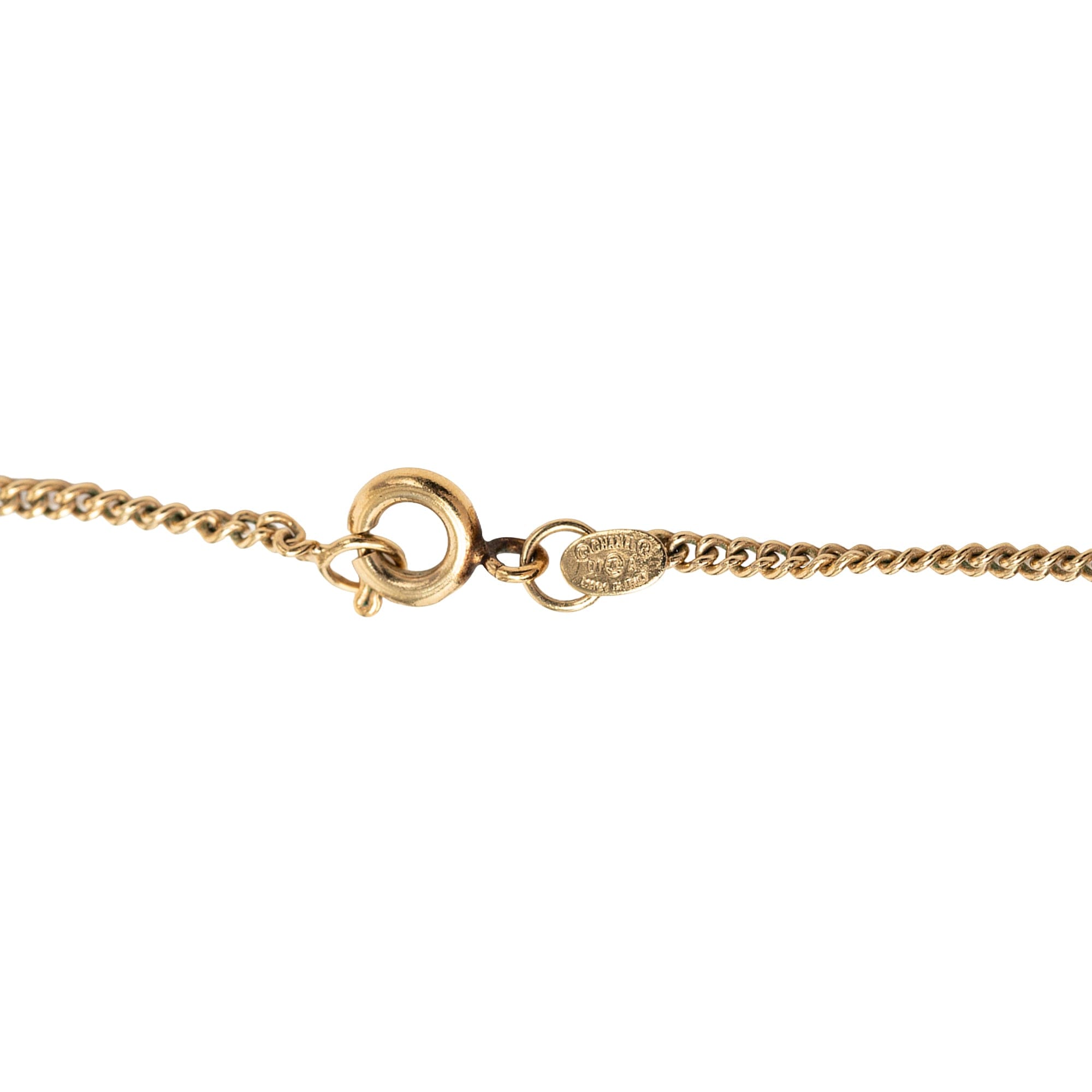 Chanel CC Gold Plated Strass Pendant Necklace