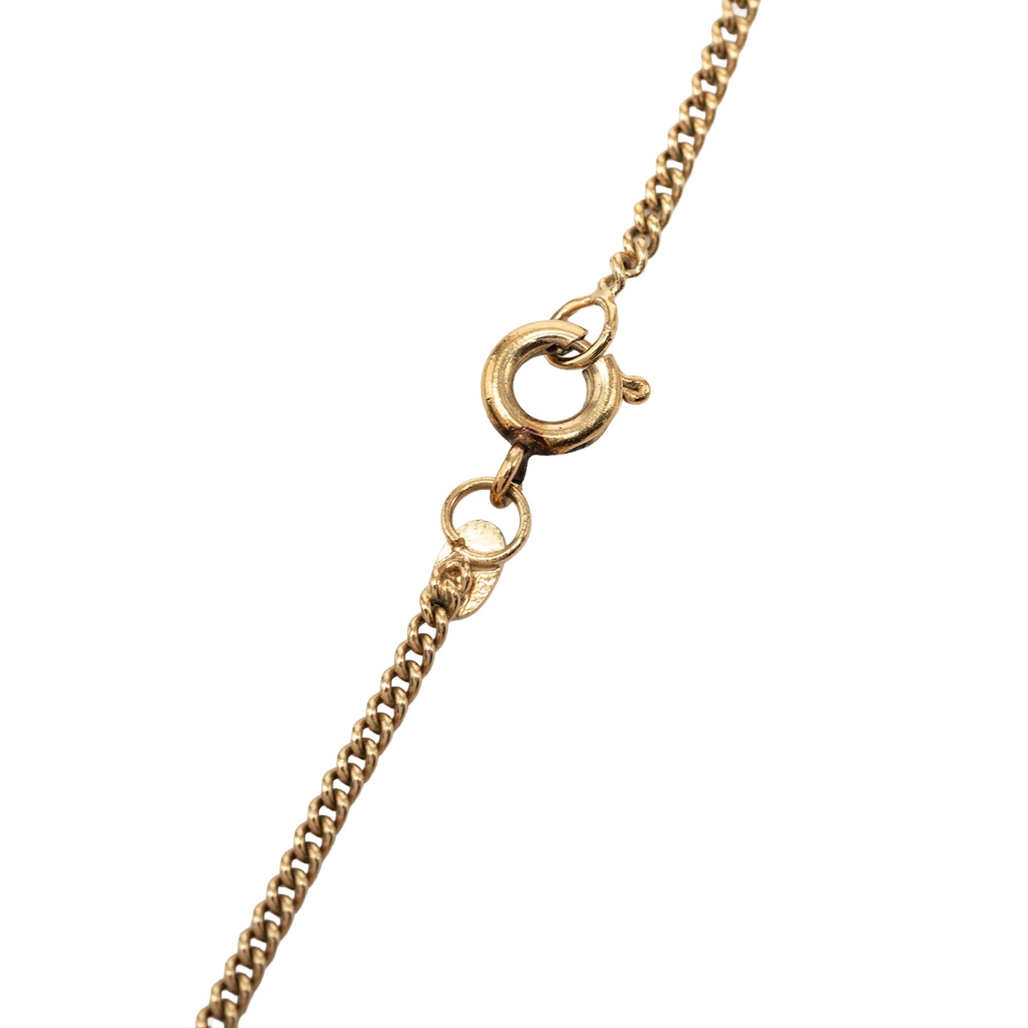 Chanel CC Gold Plated Strass Pendant Necklace