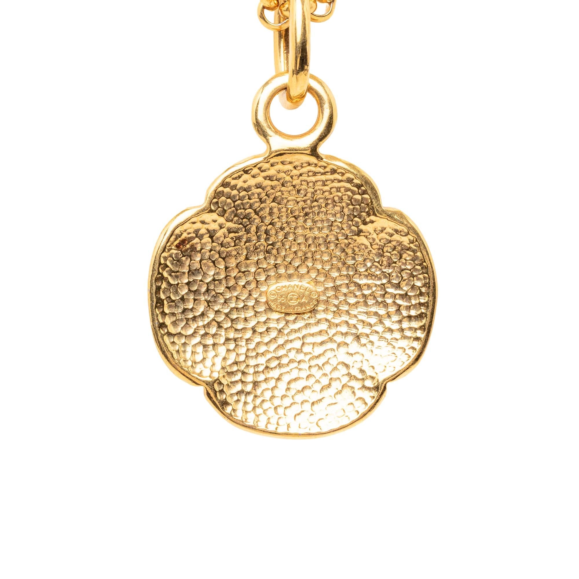 Chanel CC Gold Plated Medallion Pendant Necklace