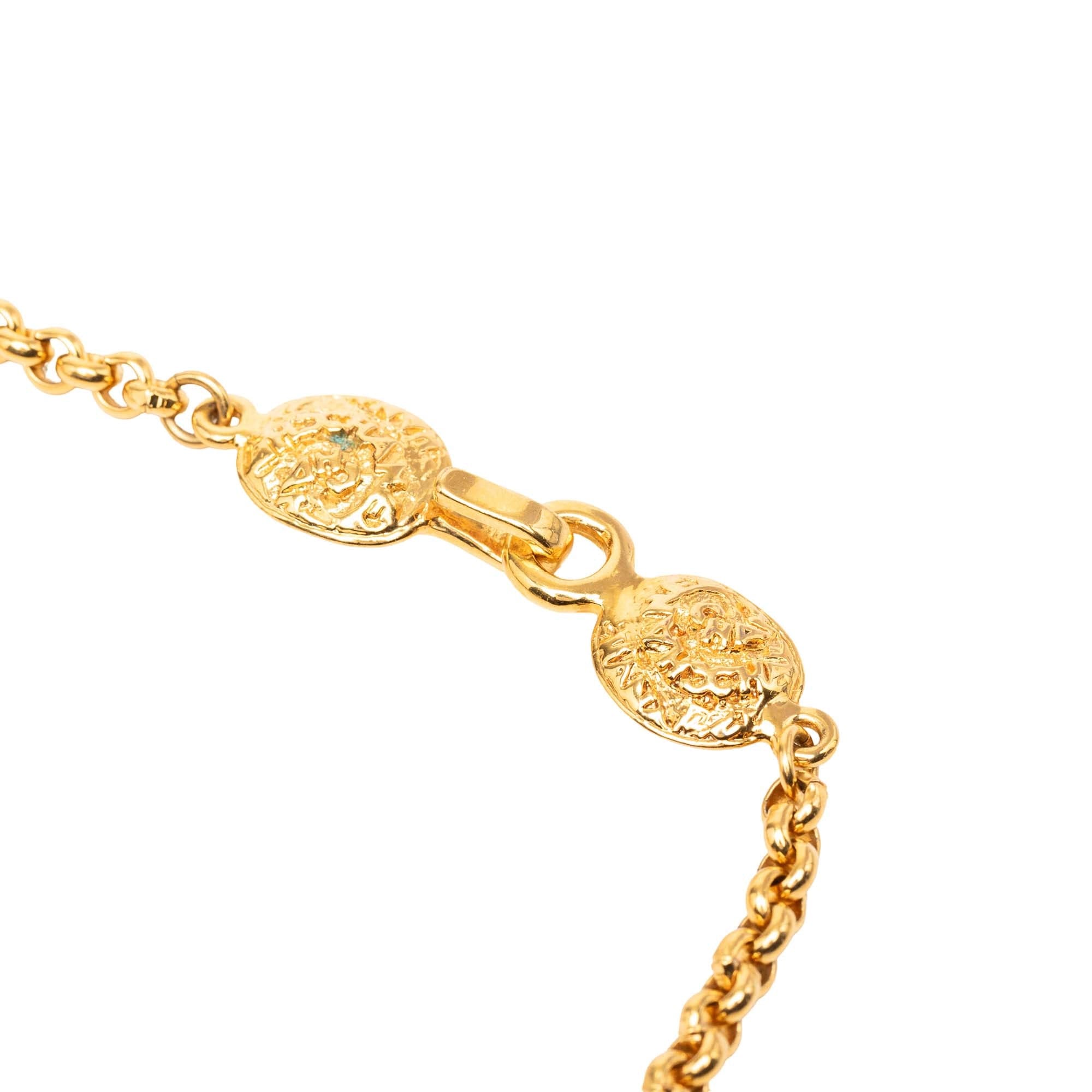 Chanel CC Gold Plated Medallion Pendant Necklace