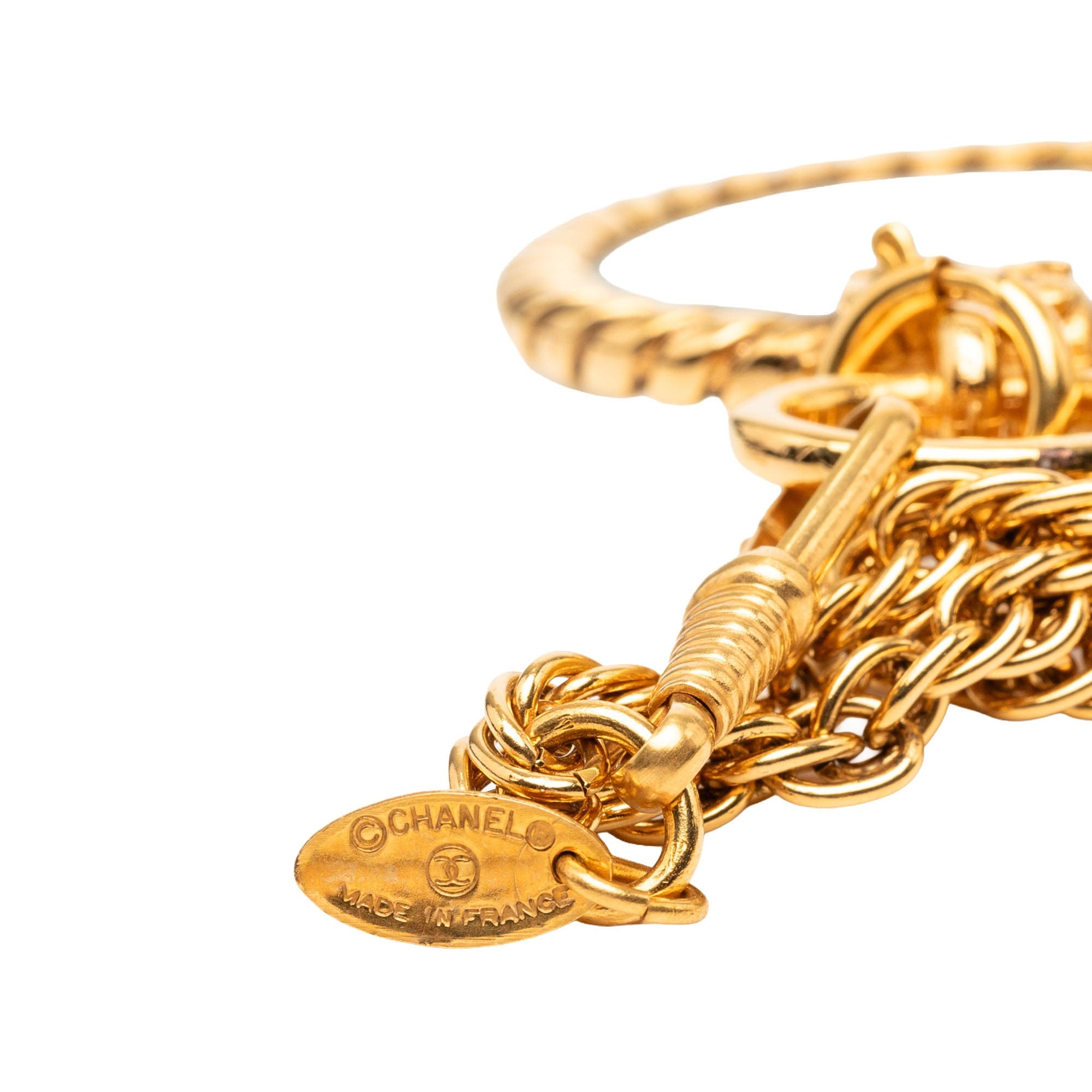 Chanel CC Gold Plated Double Chain Loupe Magnifying Glass Pendant Necklace