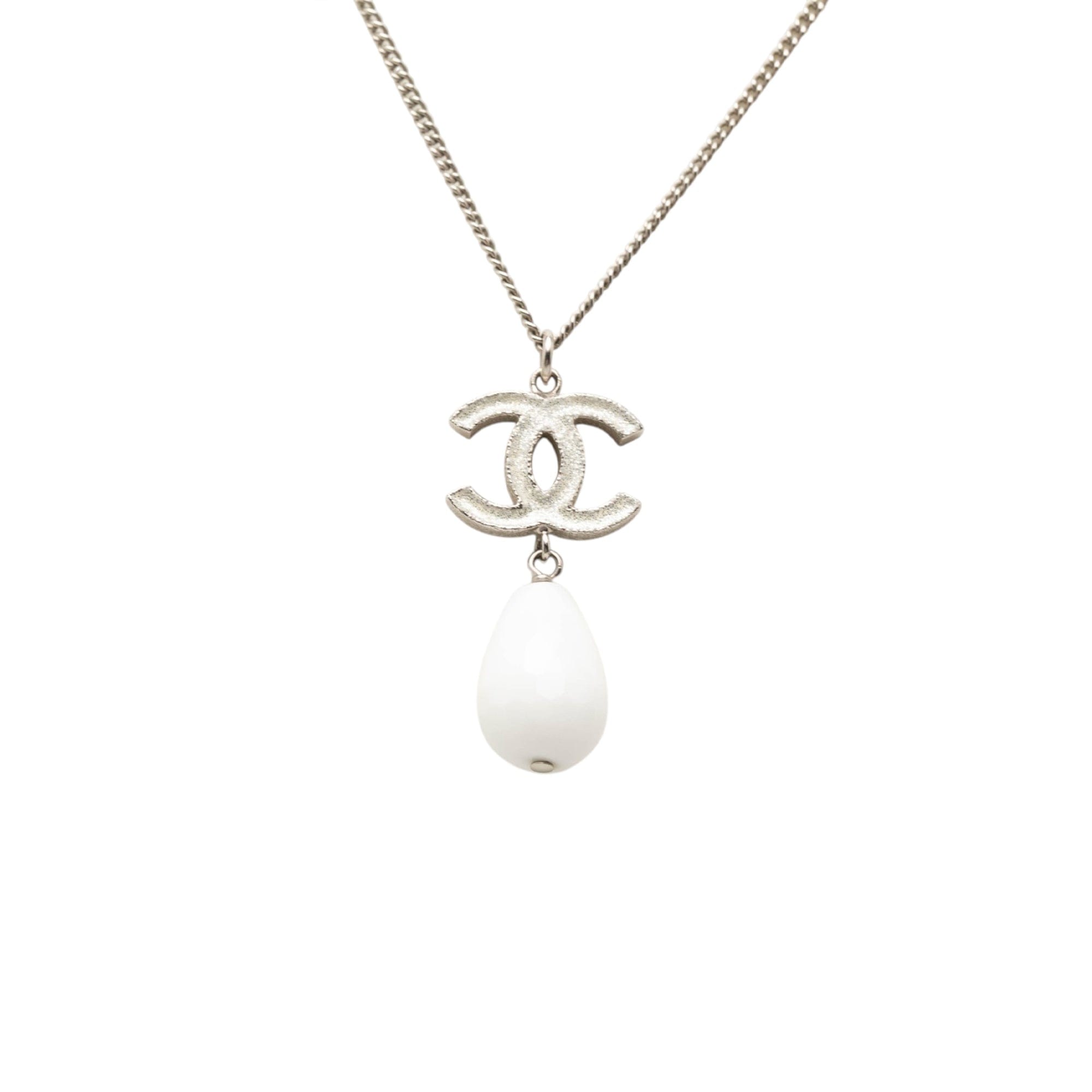 Chanel CC Brass Faux Pearl Pendant Necklace