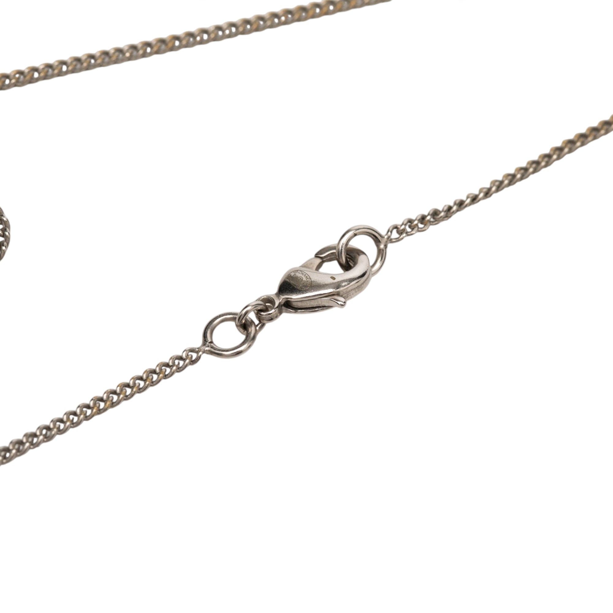Chanel CC Brass Faux Pearl Pendant Necklace