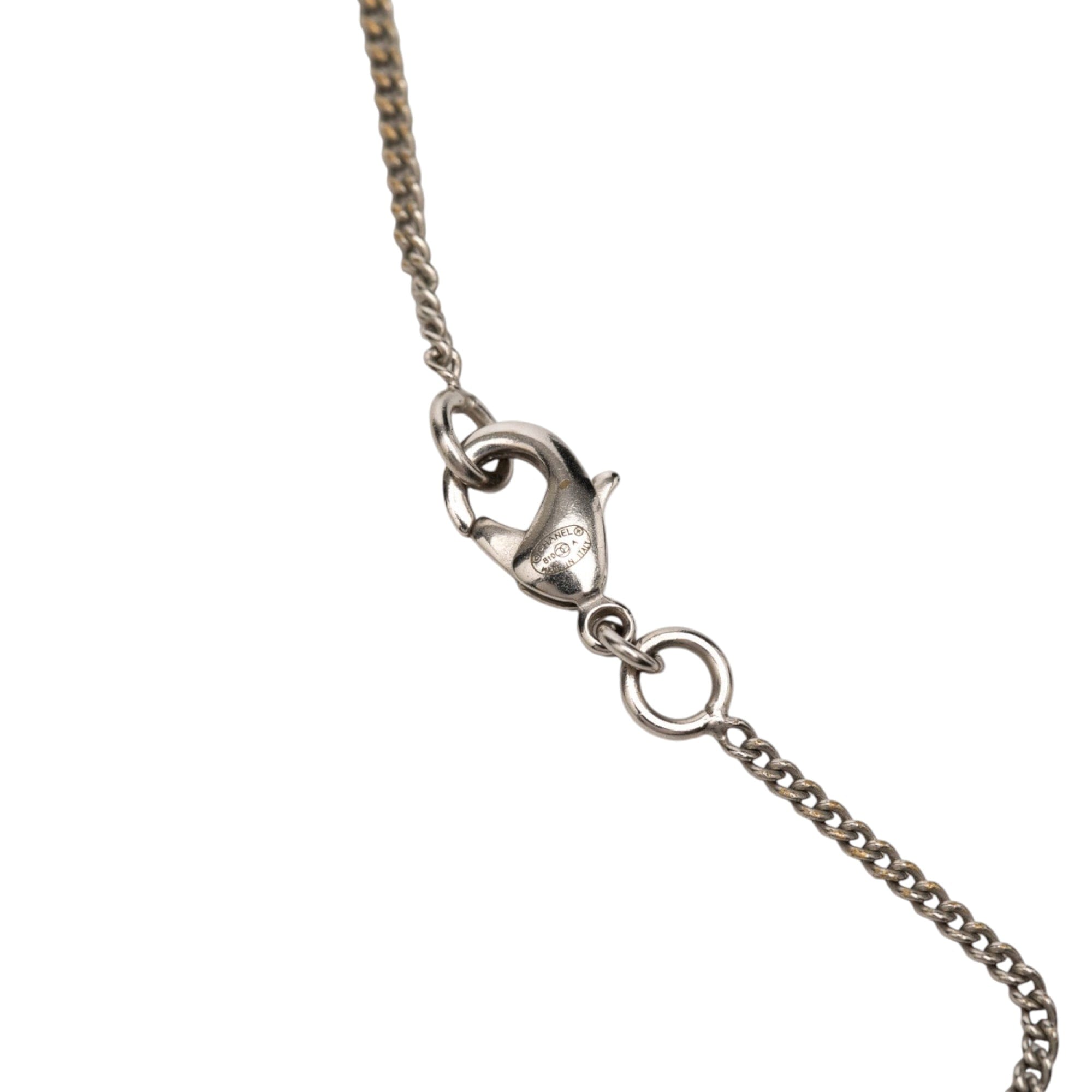 Chanel CC Brass Faux Pearl Pendant Necklace