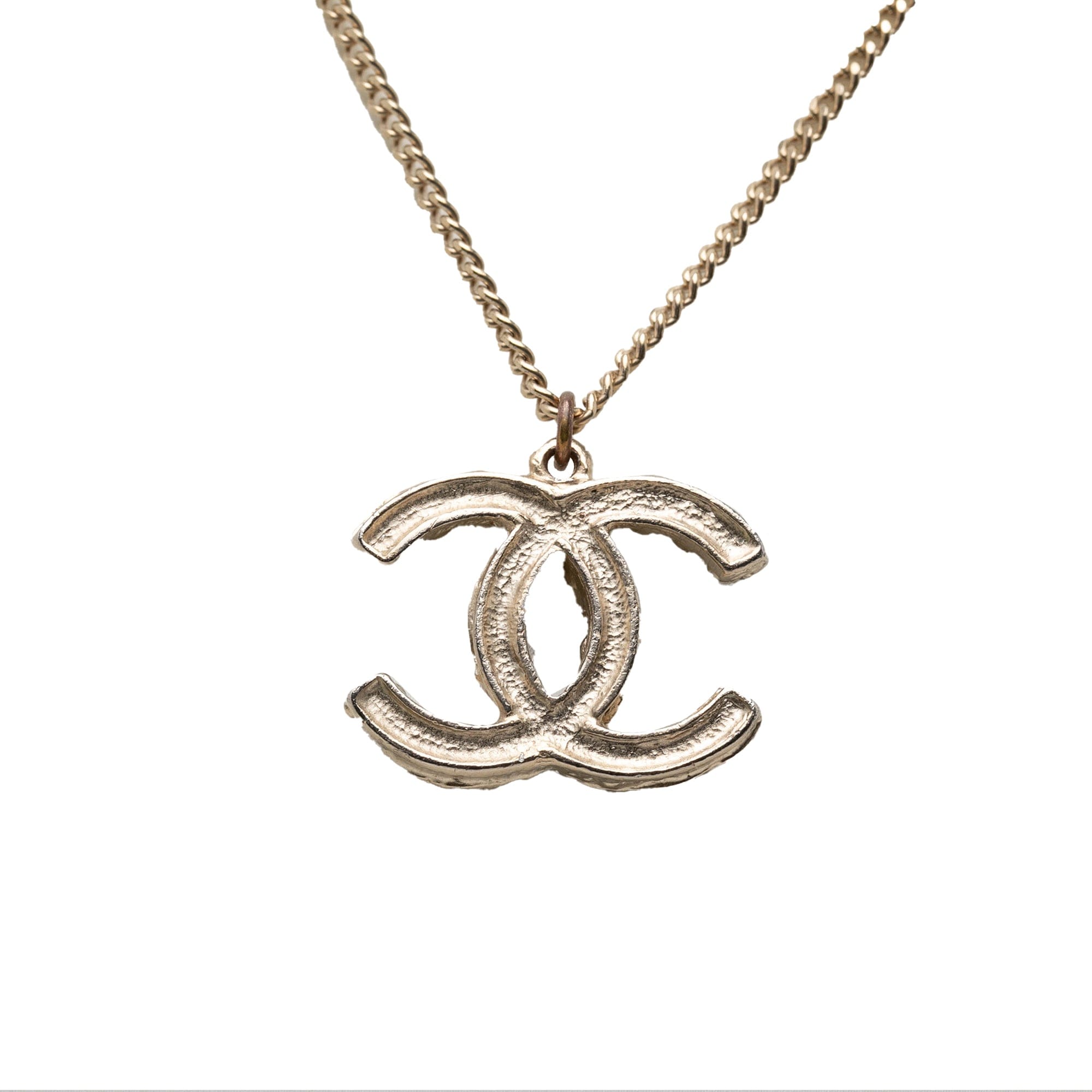 Chanel CC Gold Plated Faux Pearl Pendant Necklace