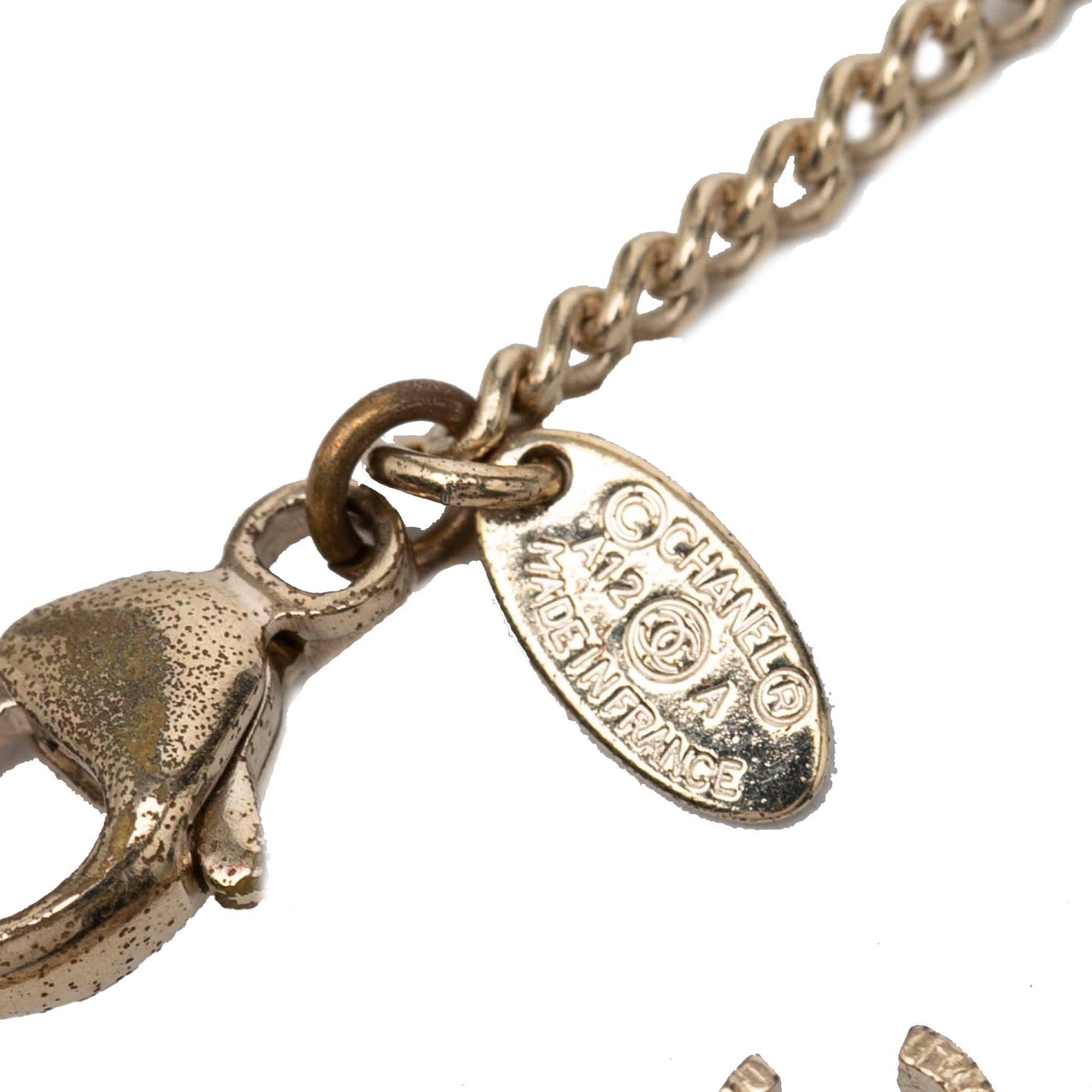 Chanel CC Gold Plated Faux Pearl Pendant Necklace