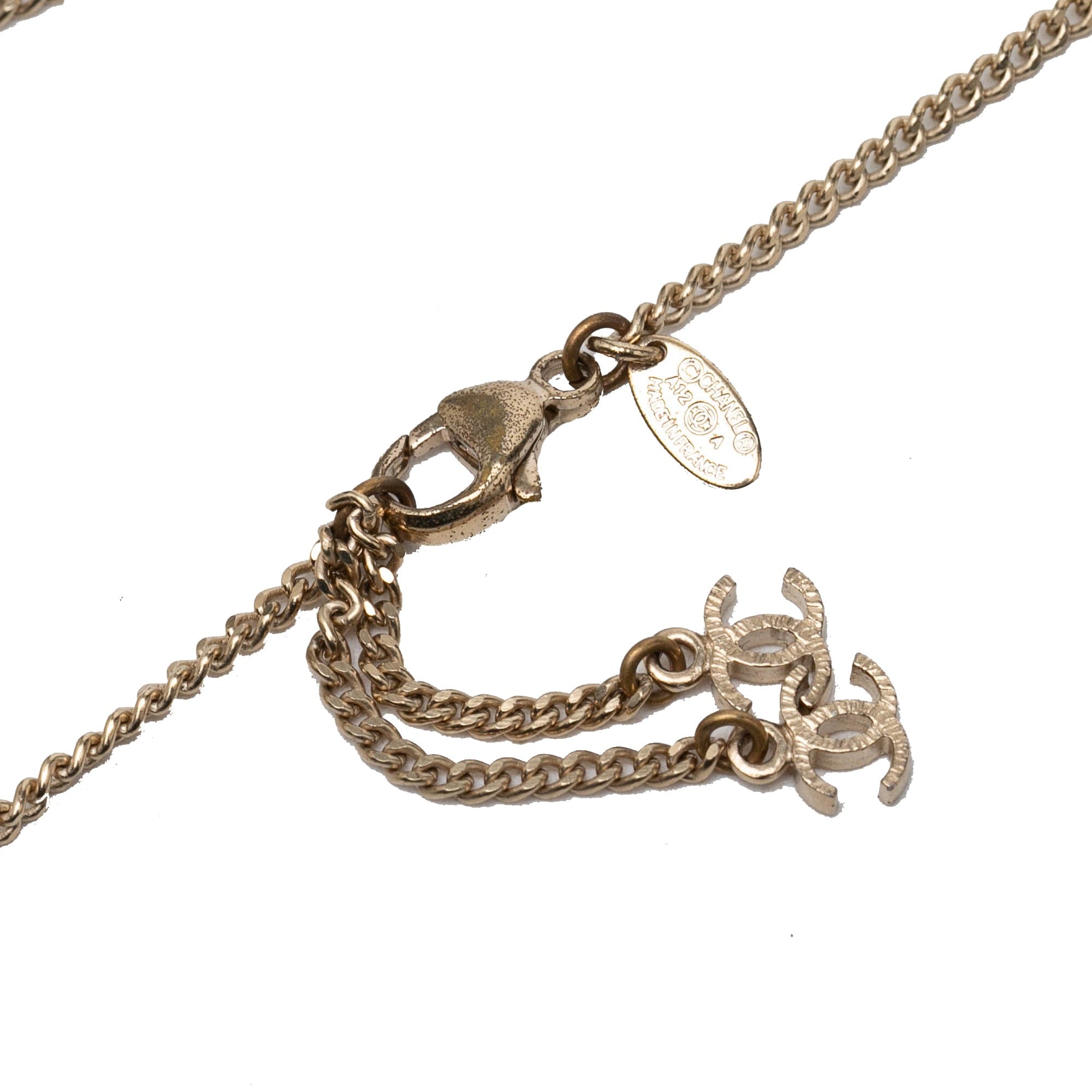Chanel CC Gold Plated Faux Pearl Pendant Necklace