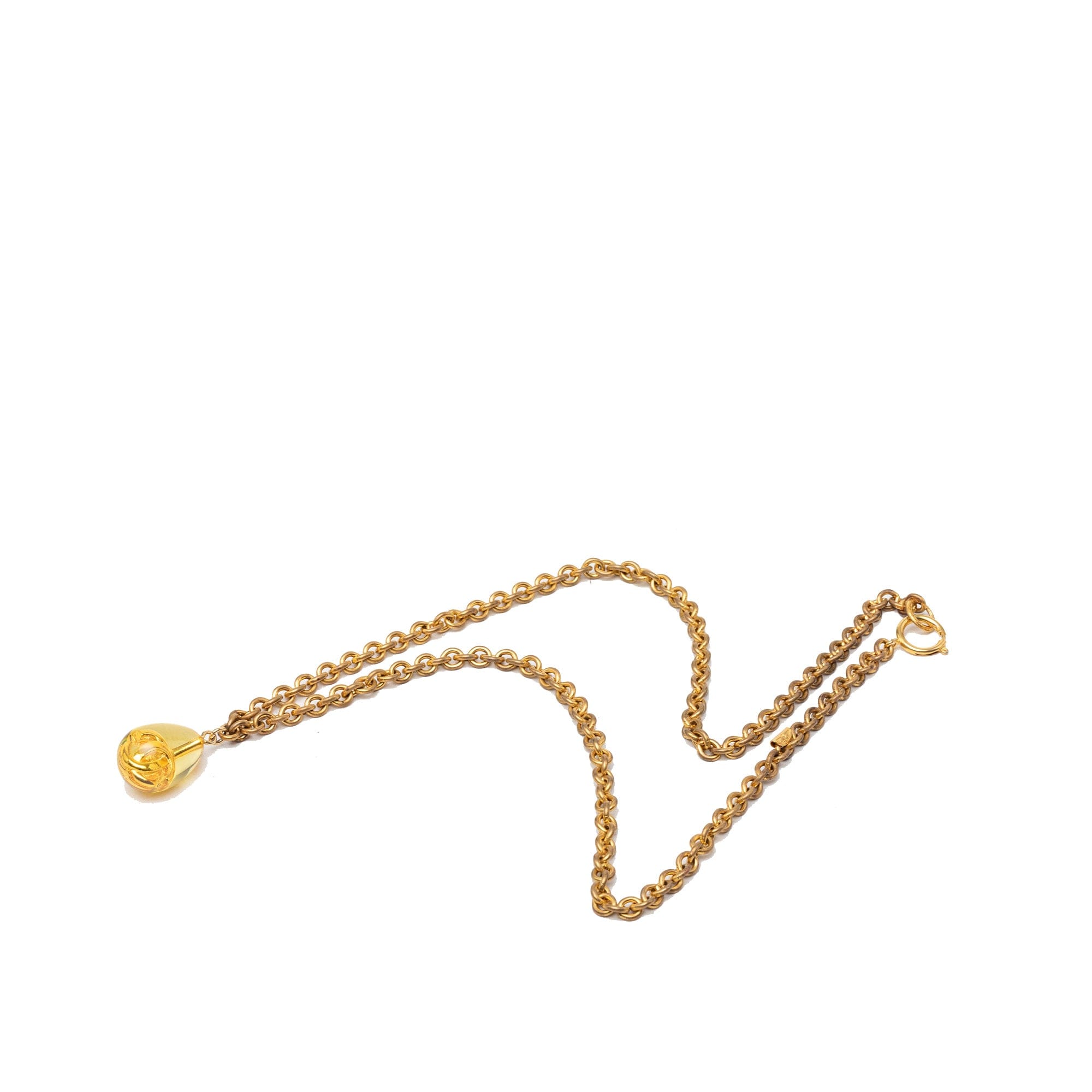 Chanel CC Gold Plated Resin Teardrop Pendant Necklace