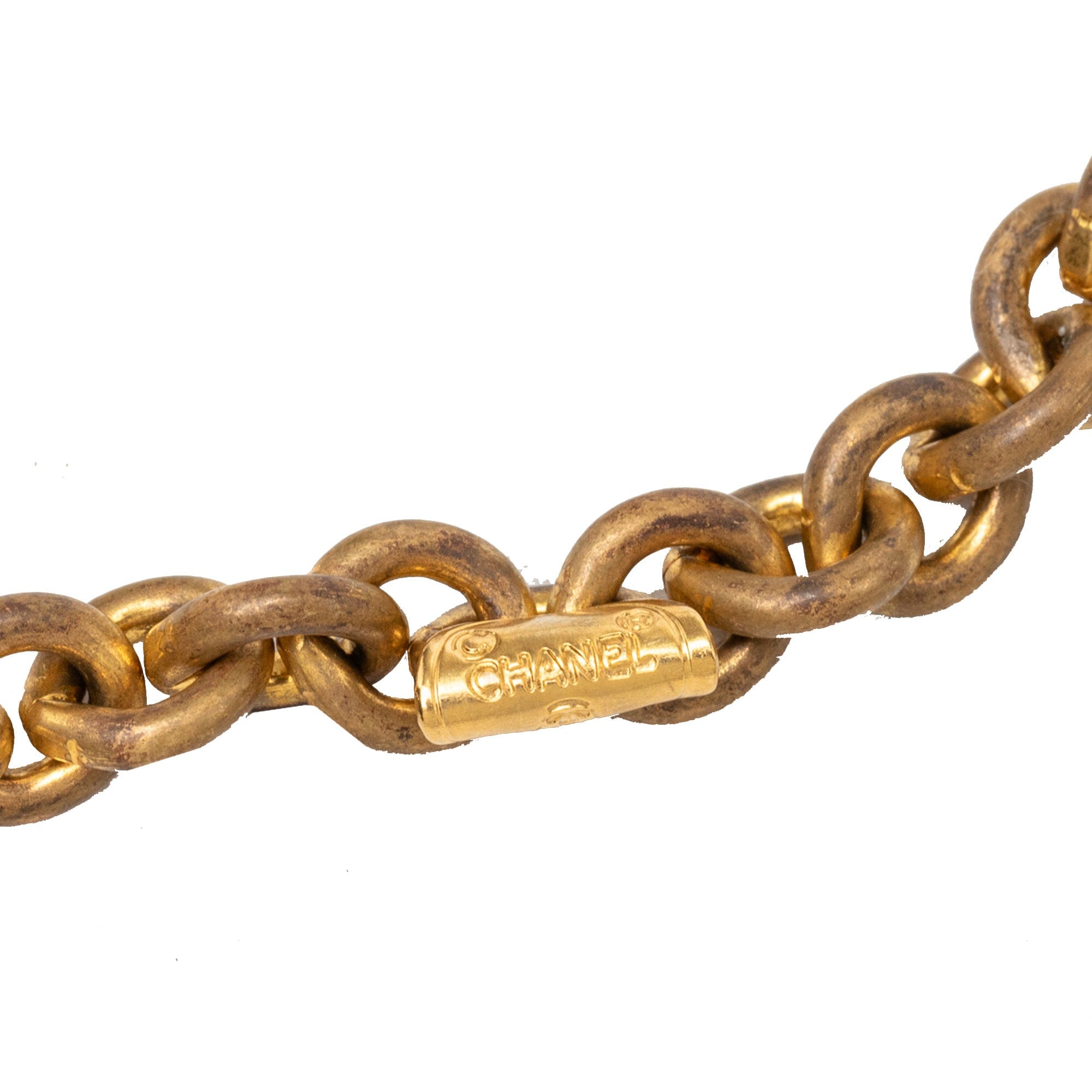 Chanel CC Gold Plated Resin Teardrop Pendant Necklace