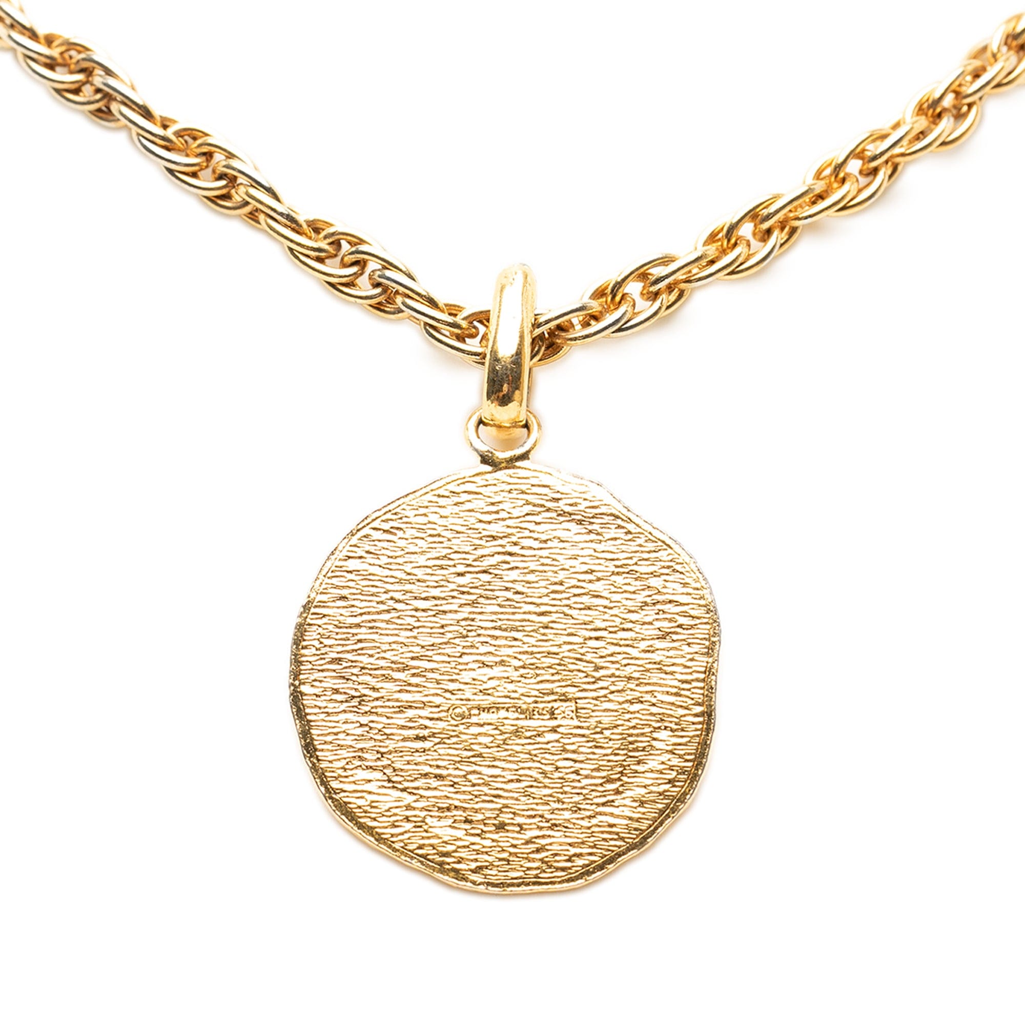 Chanel CC Gold Plated Centaur Medallion Pendant Necklace