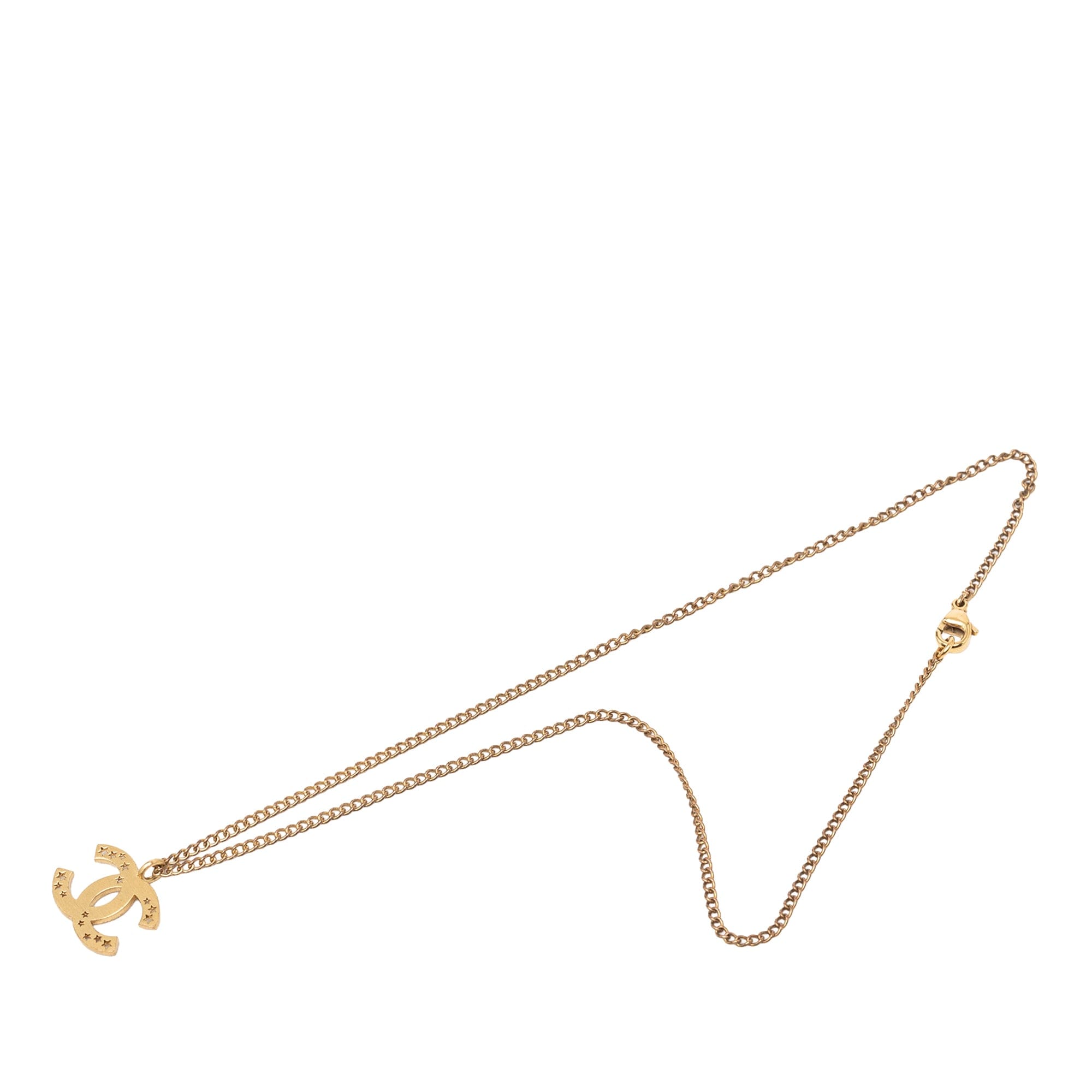 Chanel CC Gold Plated Star Cutout Pendant Necklace