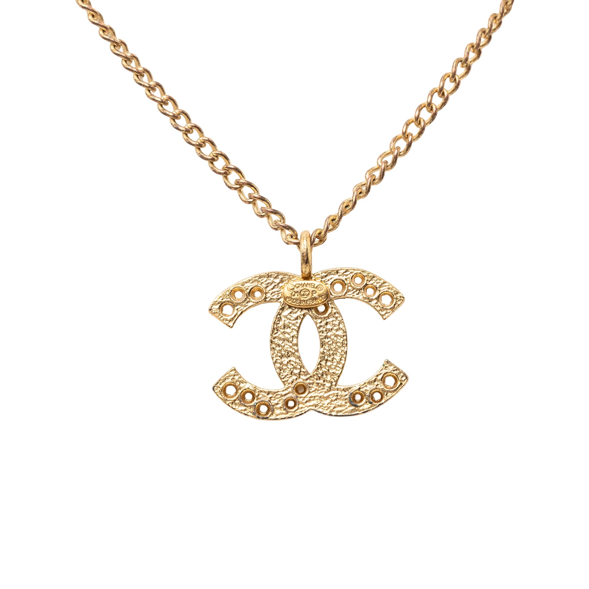 Chanel CC Gold Plated Star Cutout Pendant Necklace