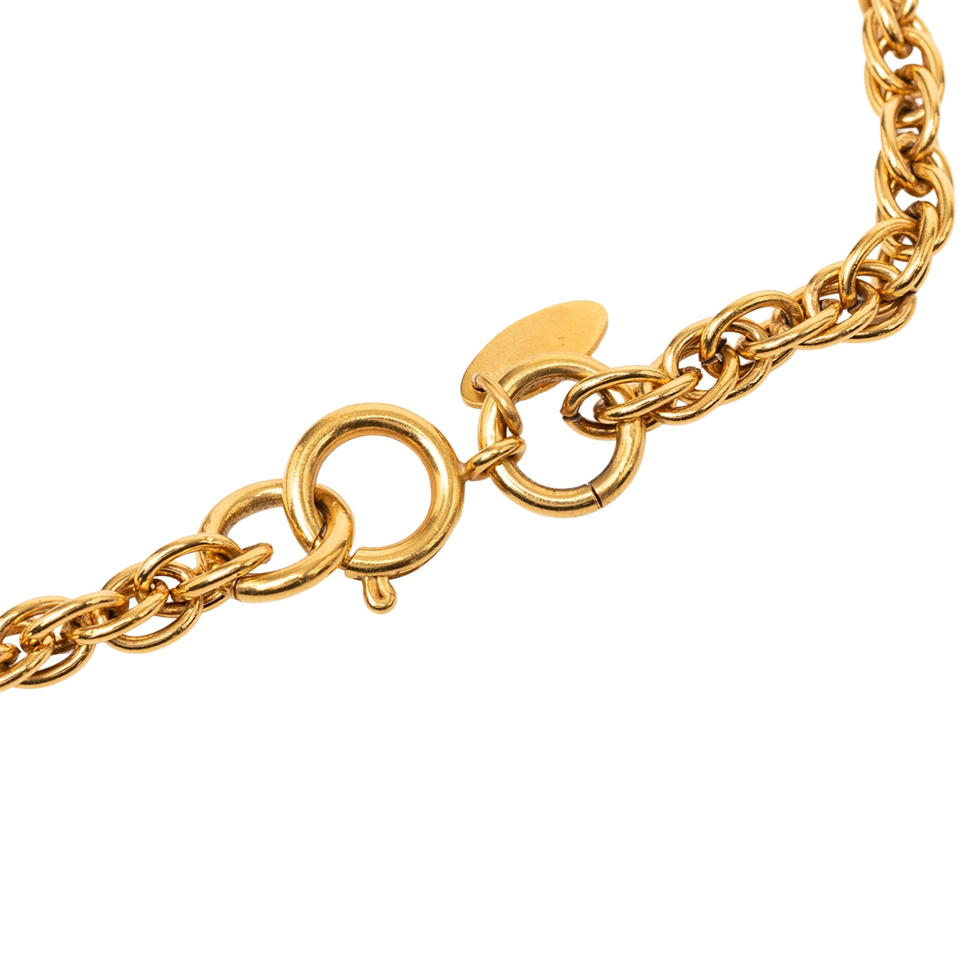 Chanel CC Gold Plated Station Chain Long Necklace