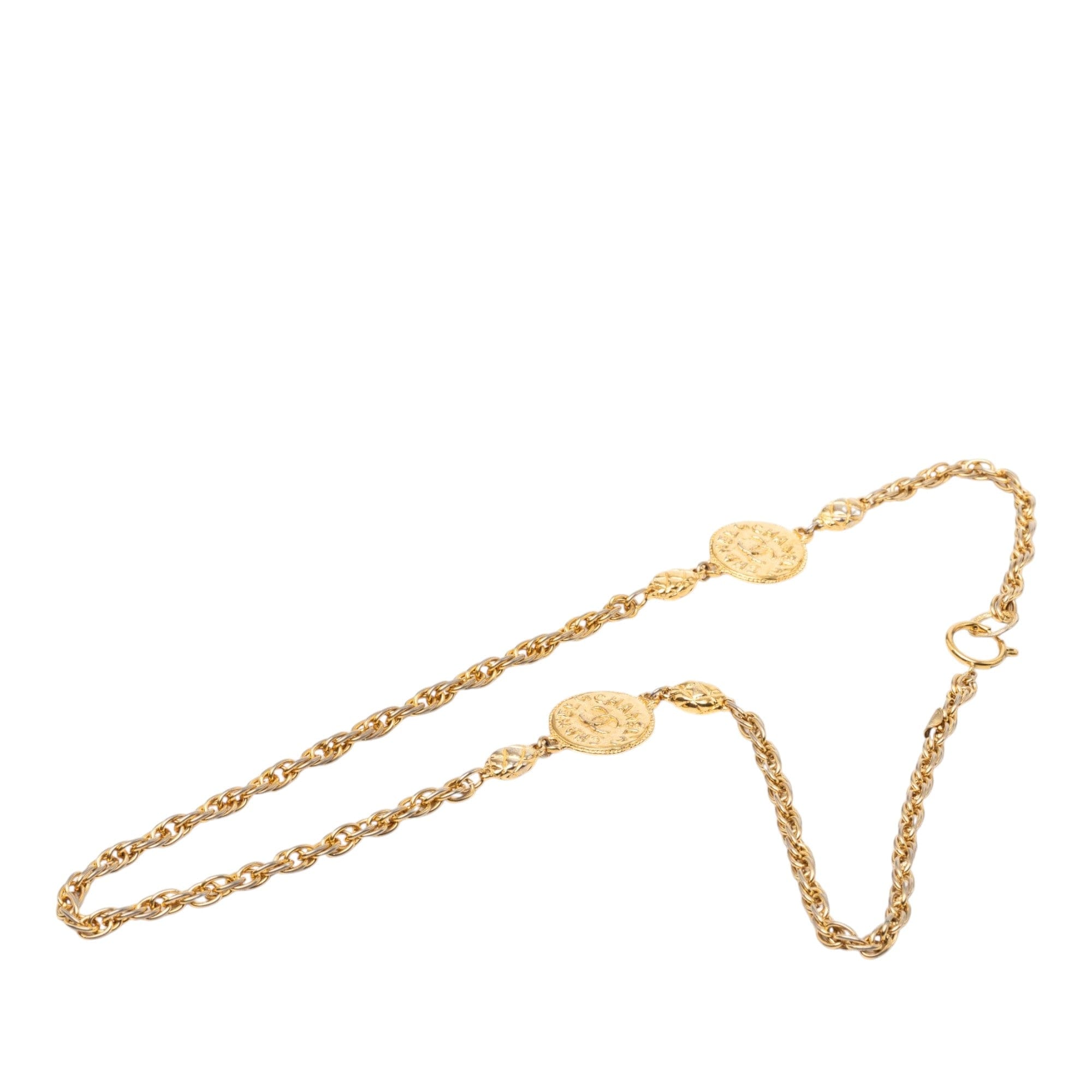 Chanel CC Gold Plated Medallion Wrap Around Necklace