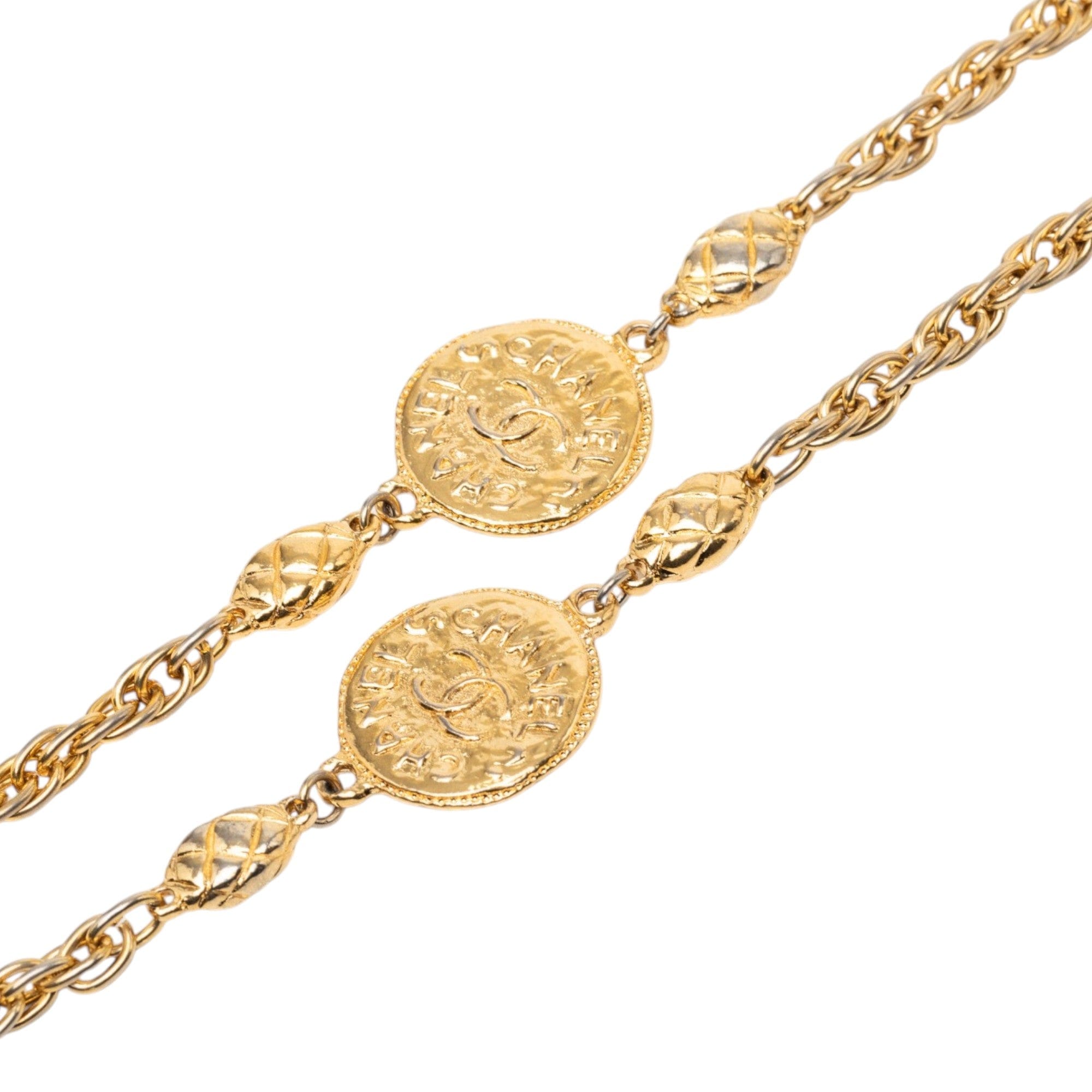 Chanel CC Gold Plated Medallion Wrap Around Necklace