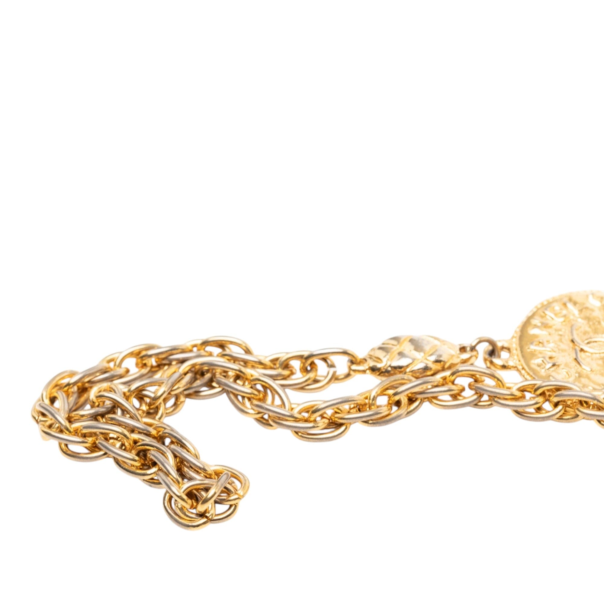 Chanel CC Gold Plated Medallion Wrap Around Necklace