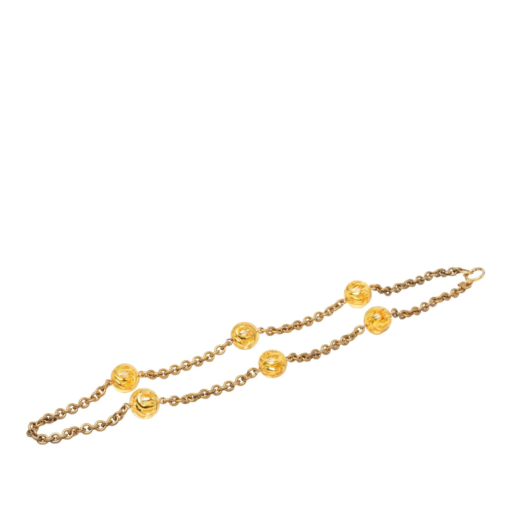 Chanel CC Gold Plated Resin Lucite Ball Station Long Necklace