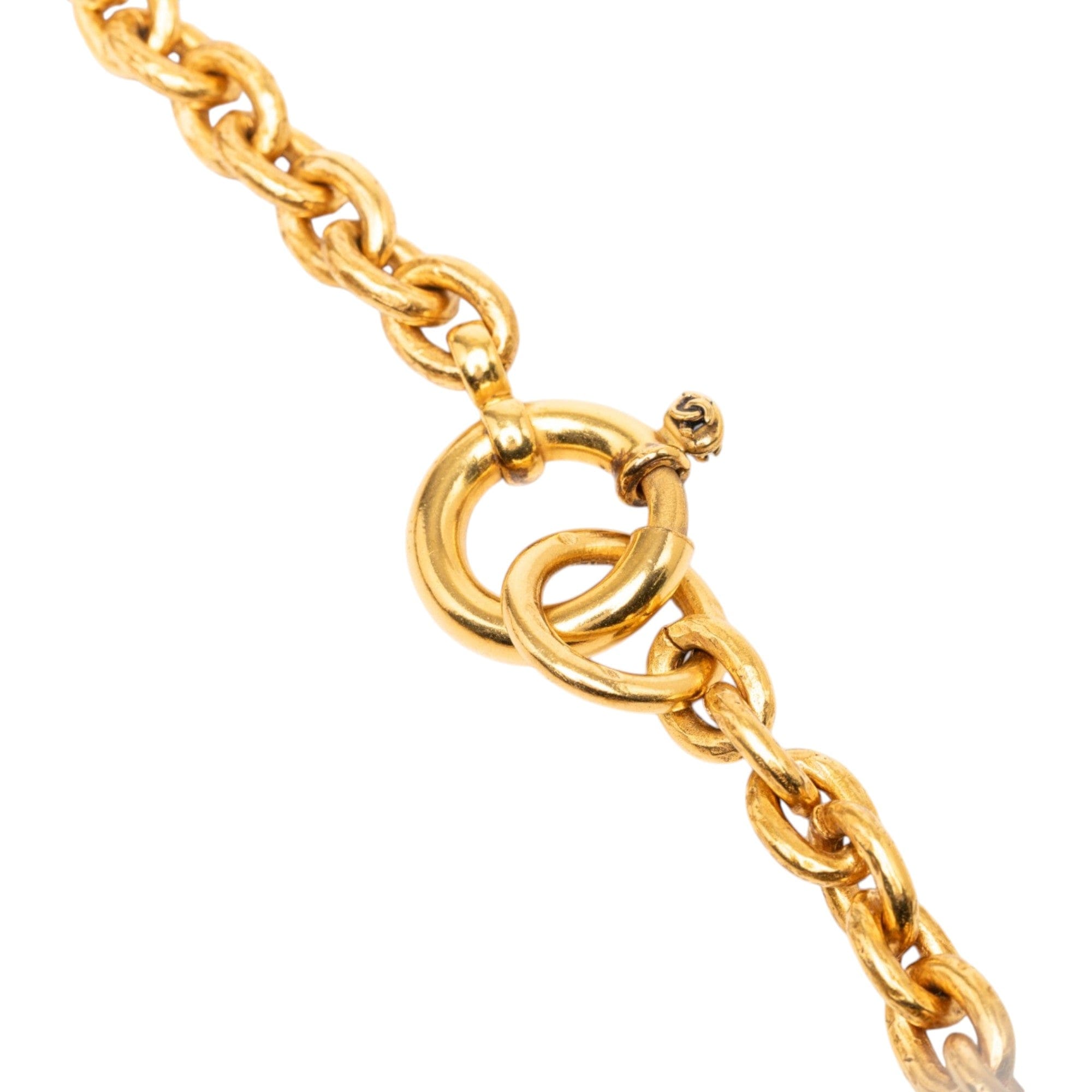 Chanel Triple CC Gold Plated Cross Pendant Necklace
