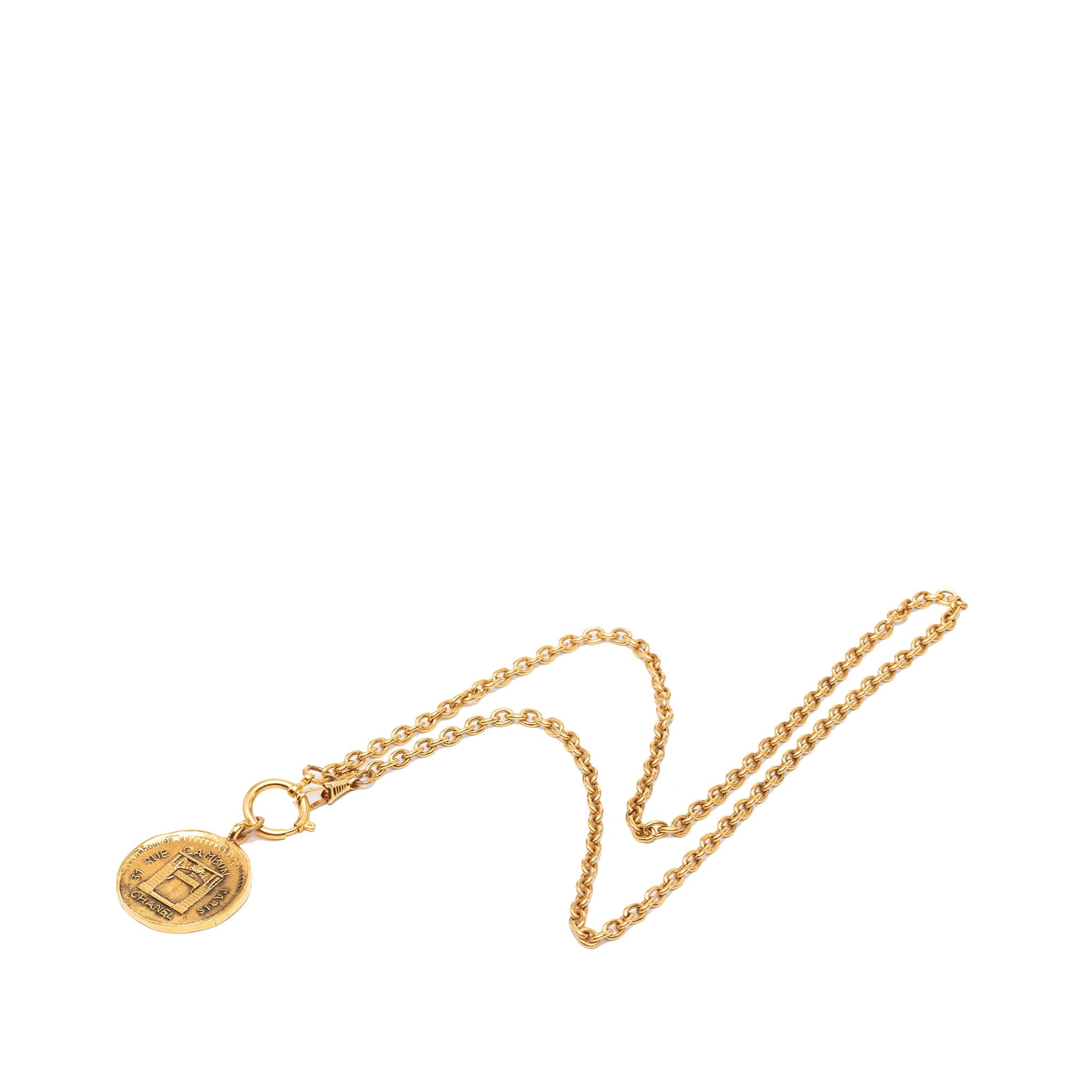 Chanel Gold Plated 31 Rue Cambon Medallion Pendant Necklace