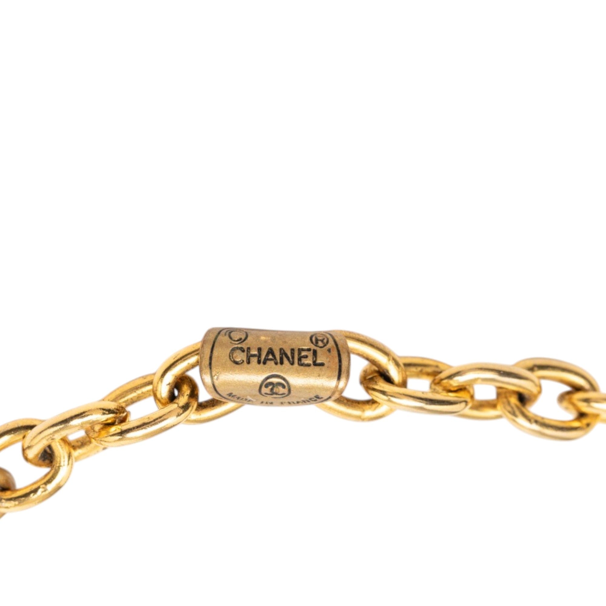 Chanel CC Gold Plated Oval Medallion Chain Necklace