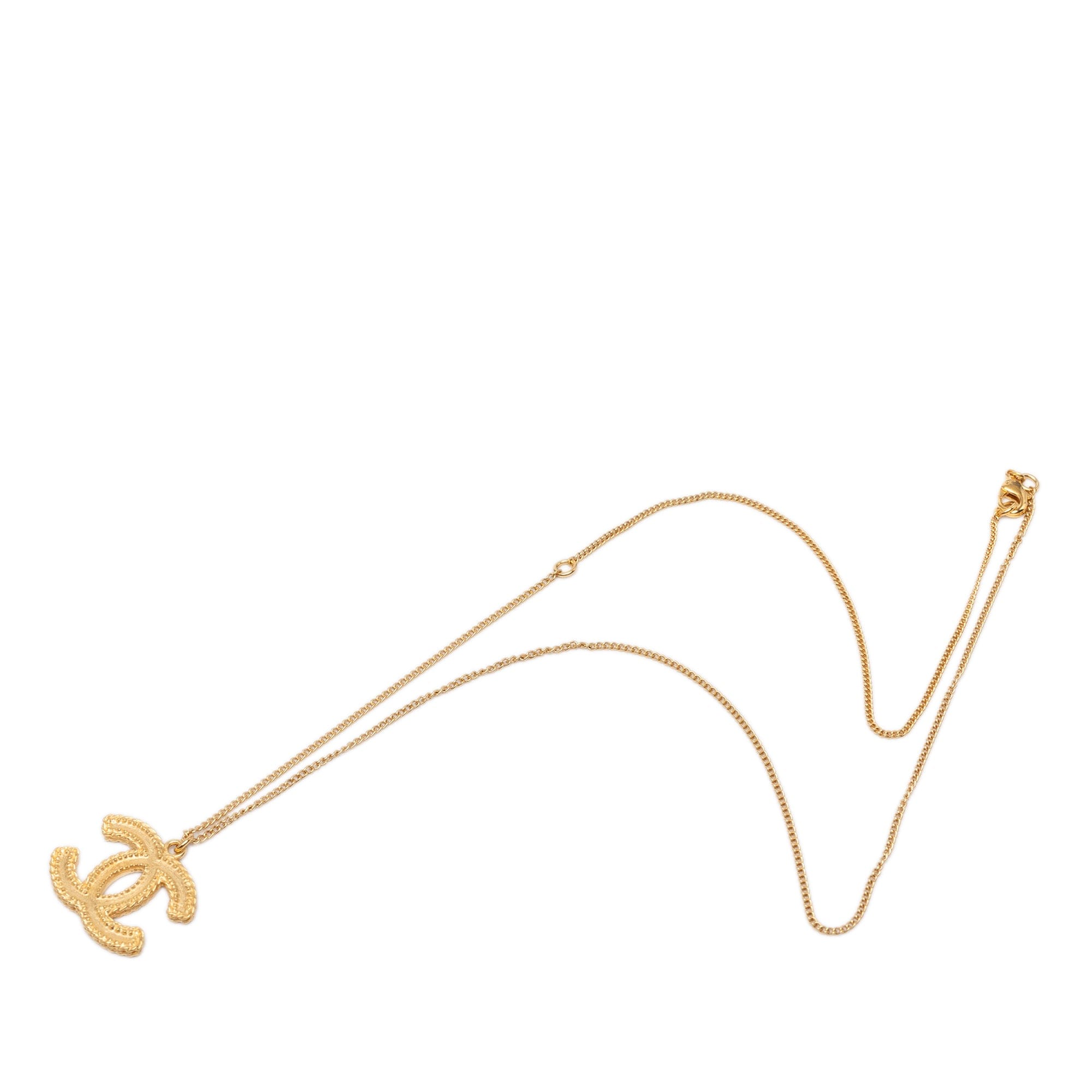 Chanel CC Gold Plated Pendant Necklace