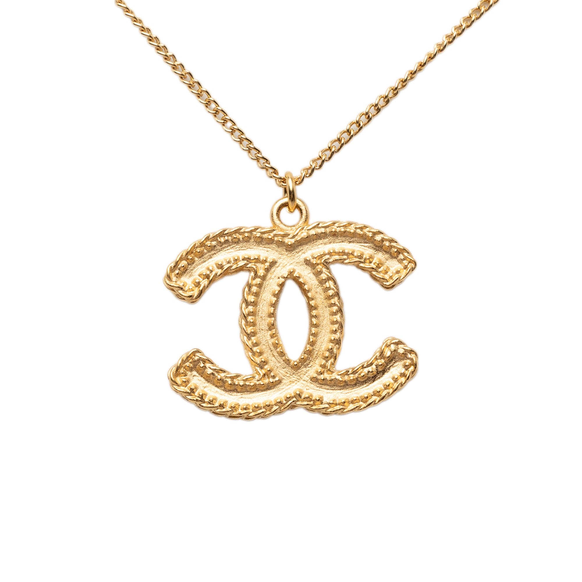 Chanel CC Gold Plated Pendant Necklace