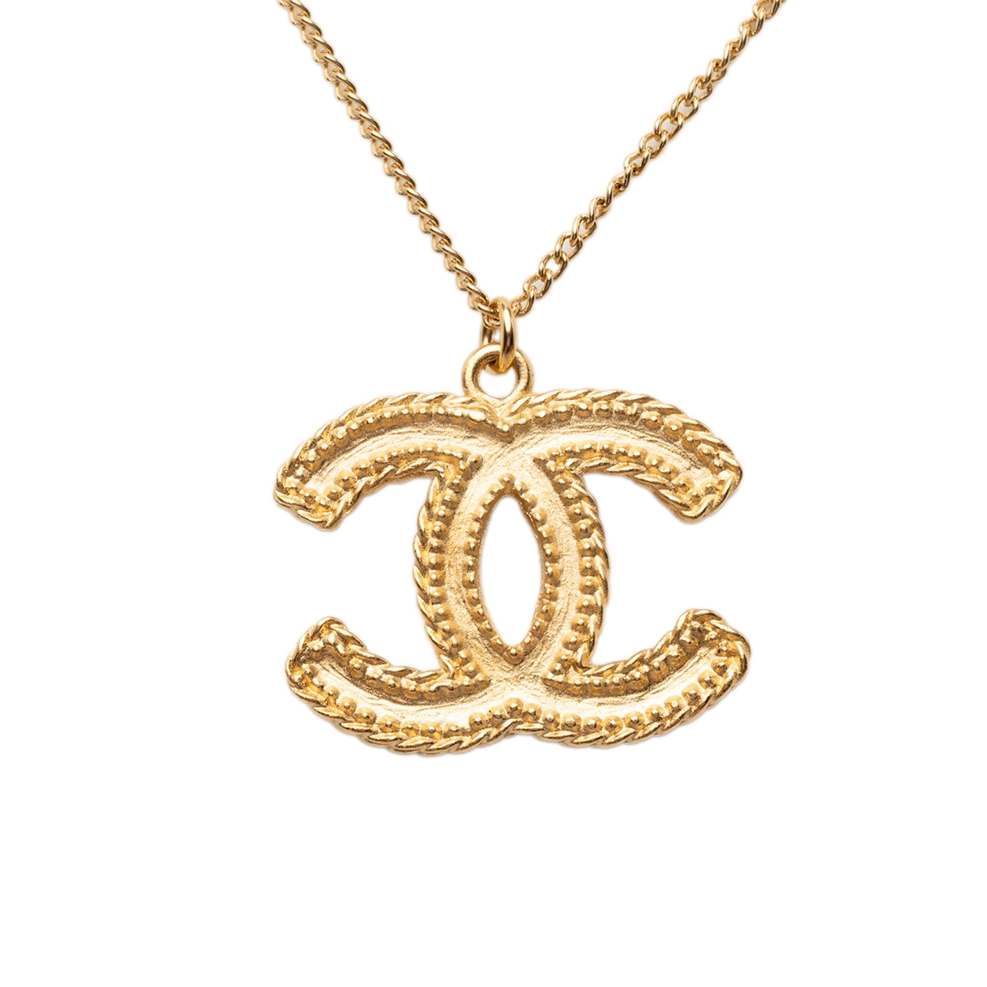 Chanel CC Gold Plated Pendant Necklace