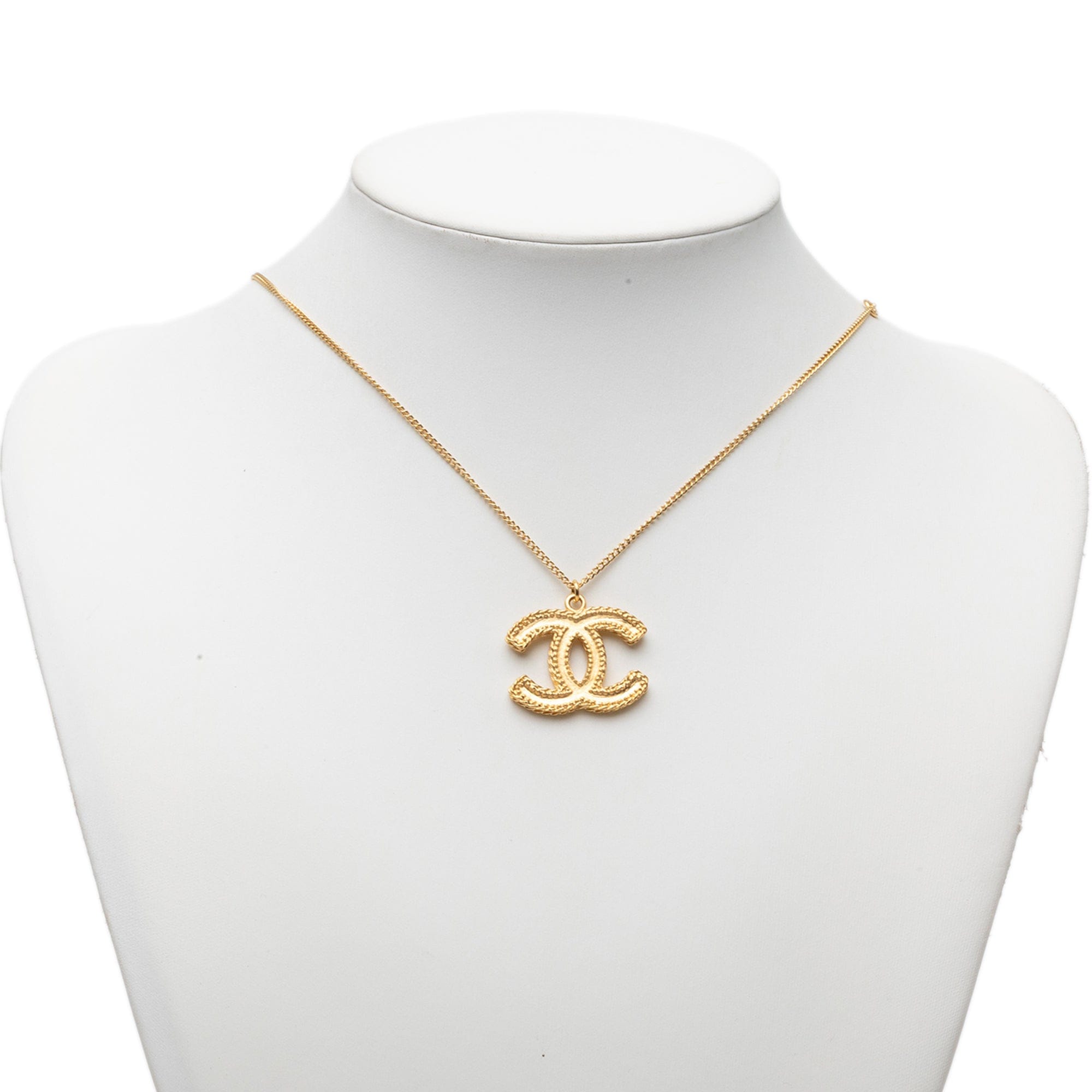 Chanel CC Gold Plated Pendant Necklace
