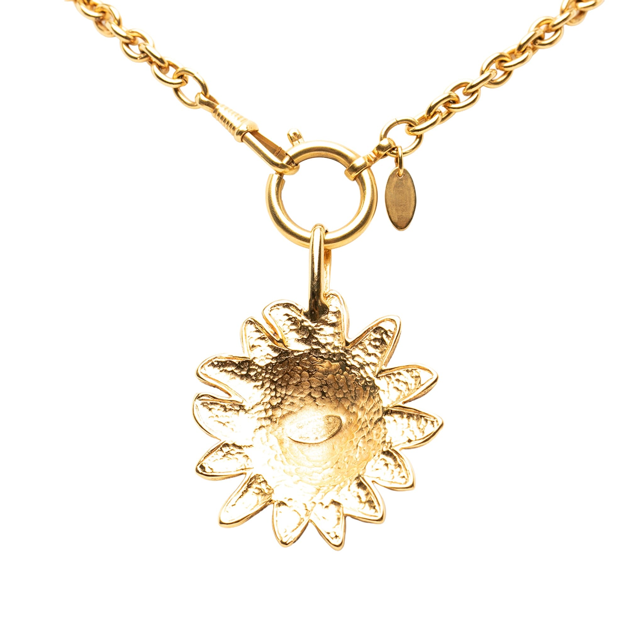 Chanel CC Gold Plated Leo Lion Sun Medallion Pendant Necklace