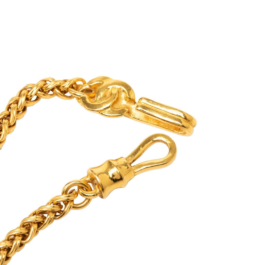 Chanel CC Gold - Plated Filigree Fringe Pendant Necklace