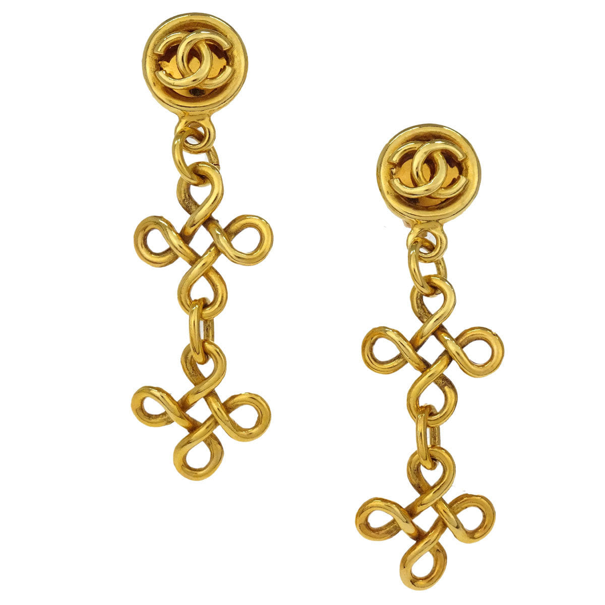 Chanel Dangle Cross Clip - On Earrings Gold 93P/2930