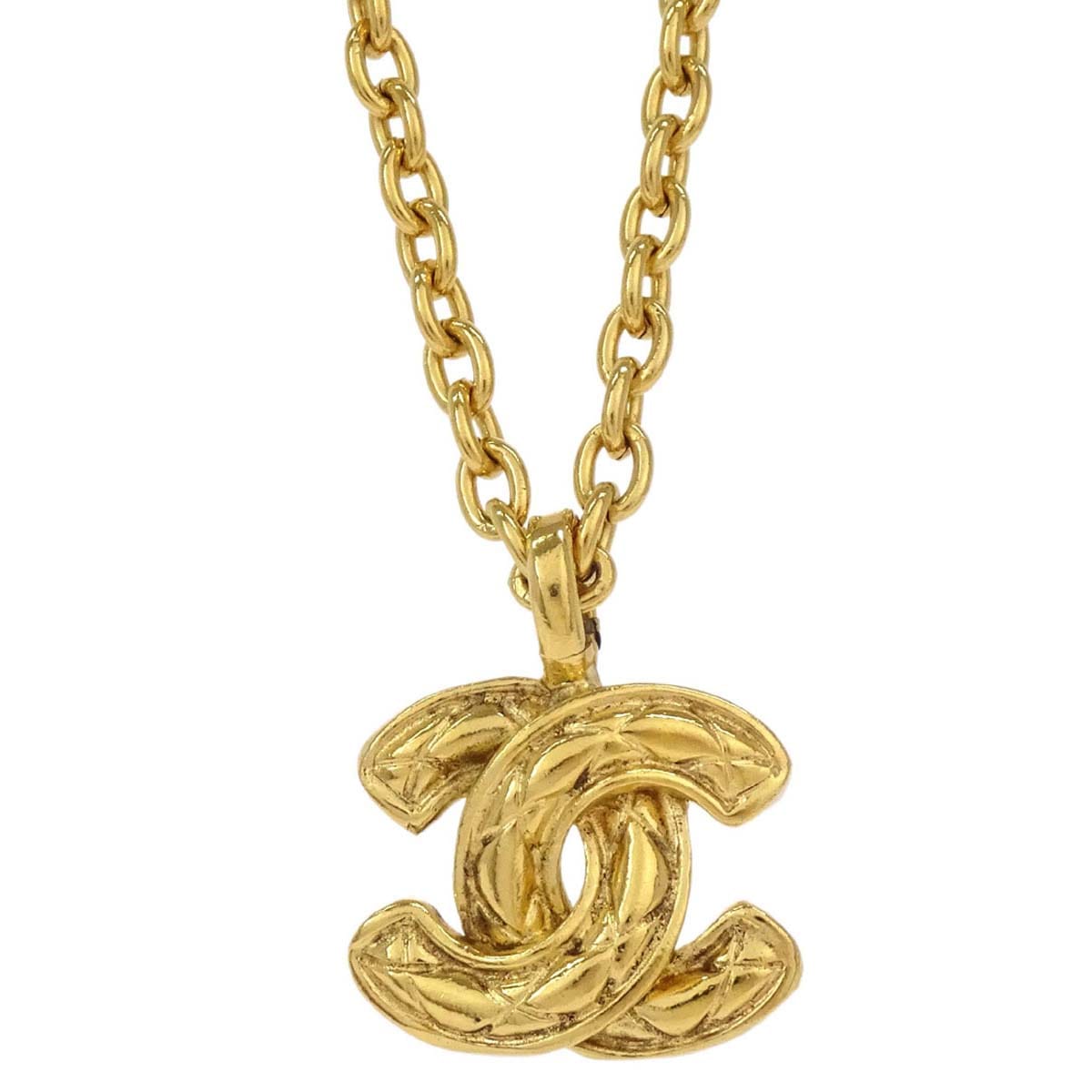 Chanel CC Chain Pendant Necklace Gold 3858