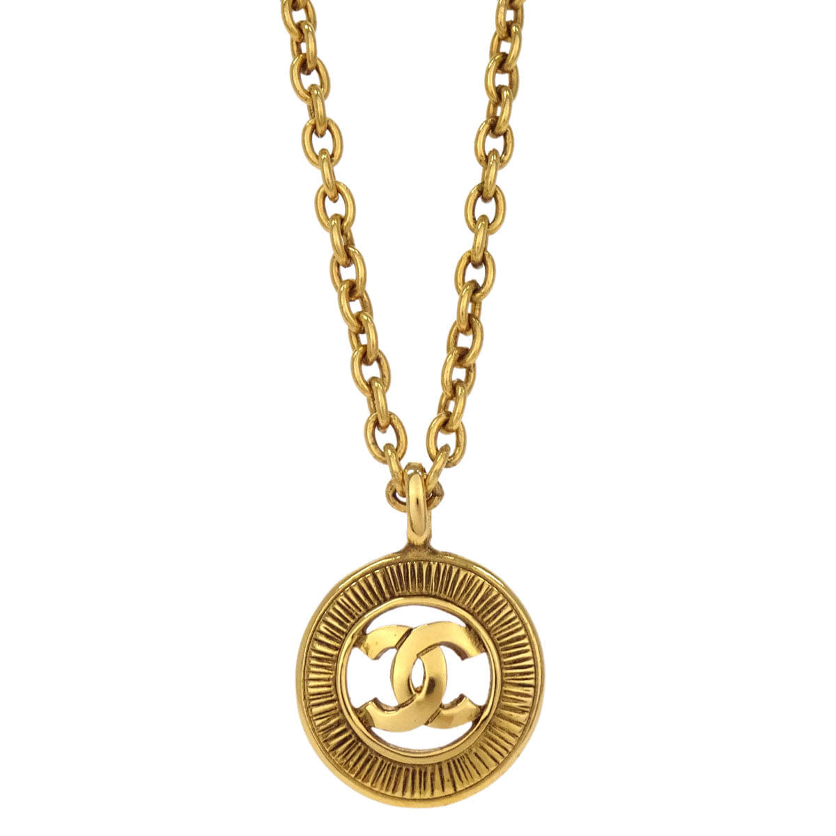 Chanel Medallion Gold Chain Pendant Necklace 3848