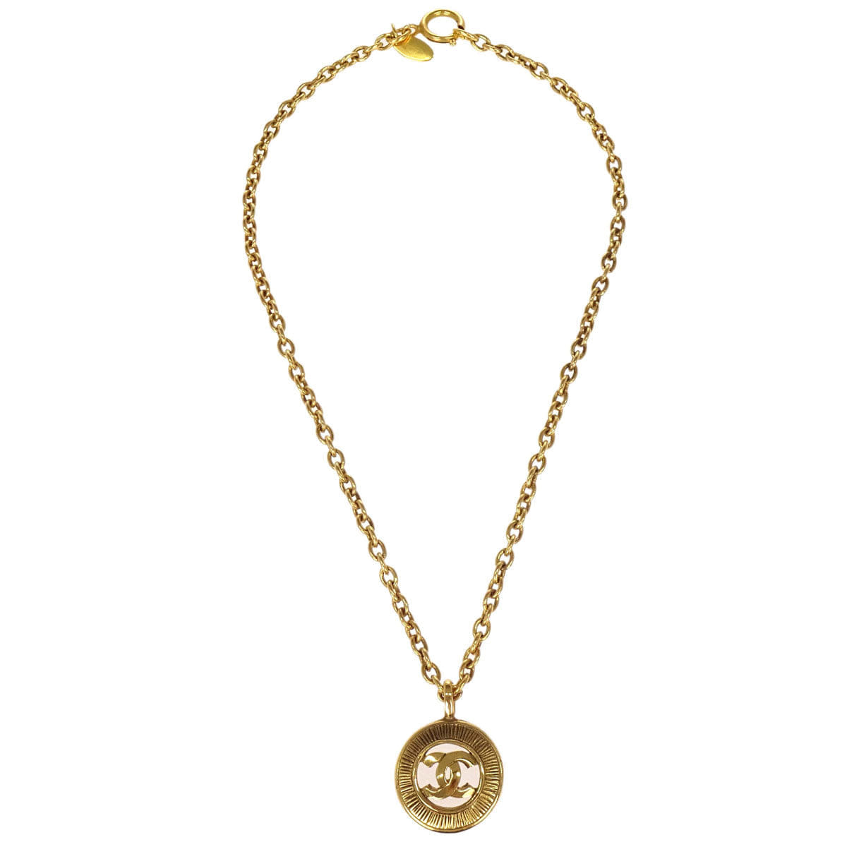 Chanel Medallion Gold Chain Pendant Necklace 3848