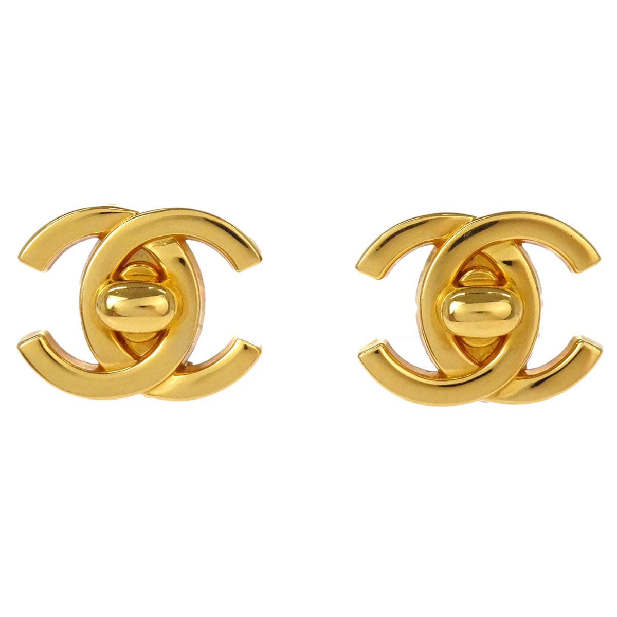 Chanel CC Turnlock Clip - On Earrings Gold Large 97P