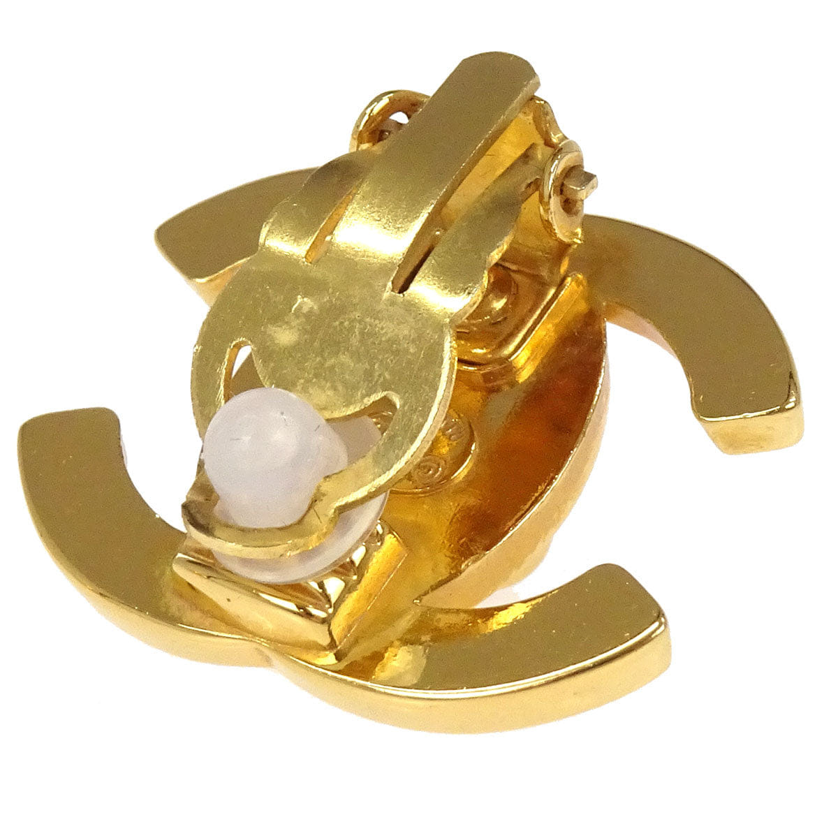 Chanel CC Turnlock Clip - On Earrings Gold Large 97P
