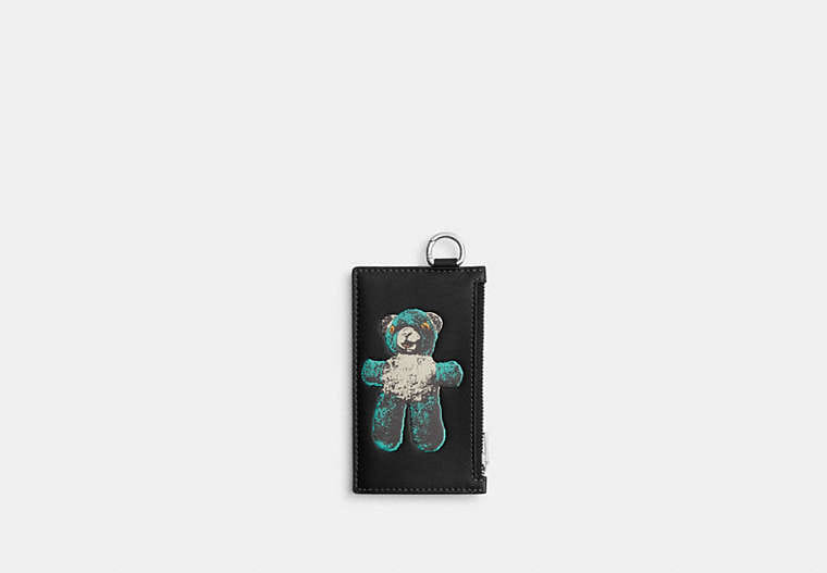 Coach Zip Card Case With Teddy Graphic