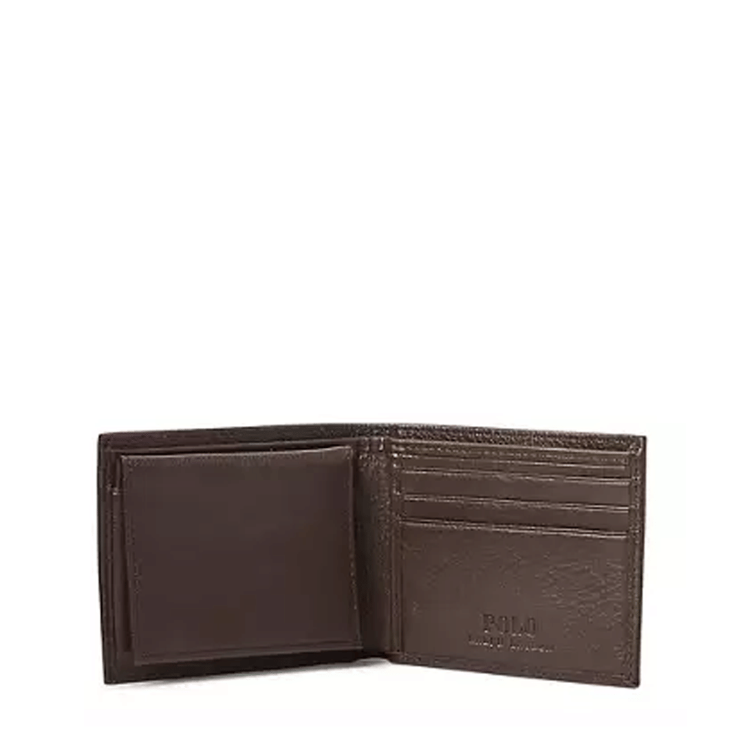 POLO RALPH Lauren PEBBLED LEATHER PASSCASE BROWN
