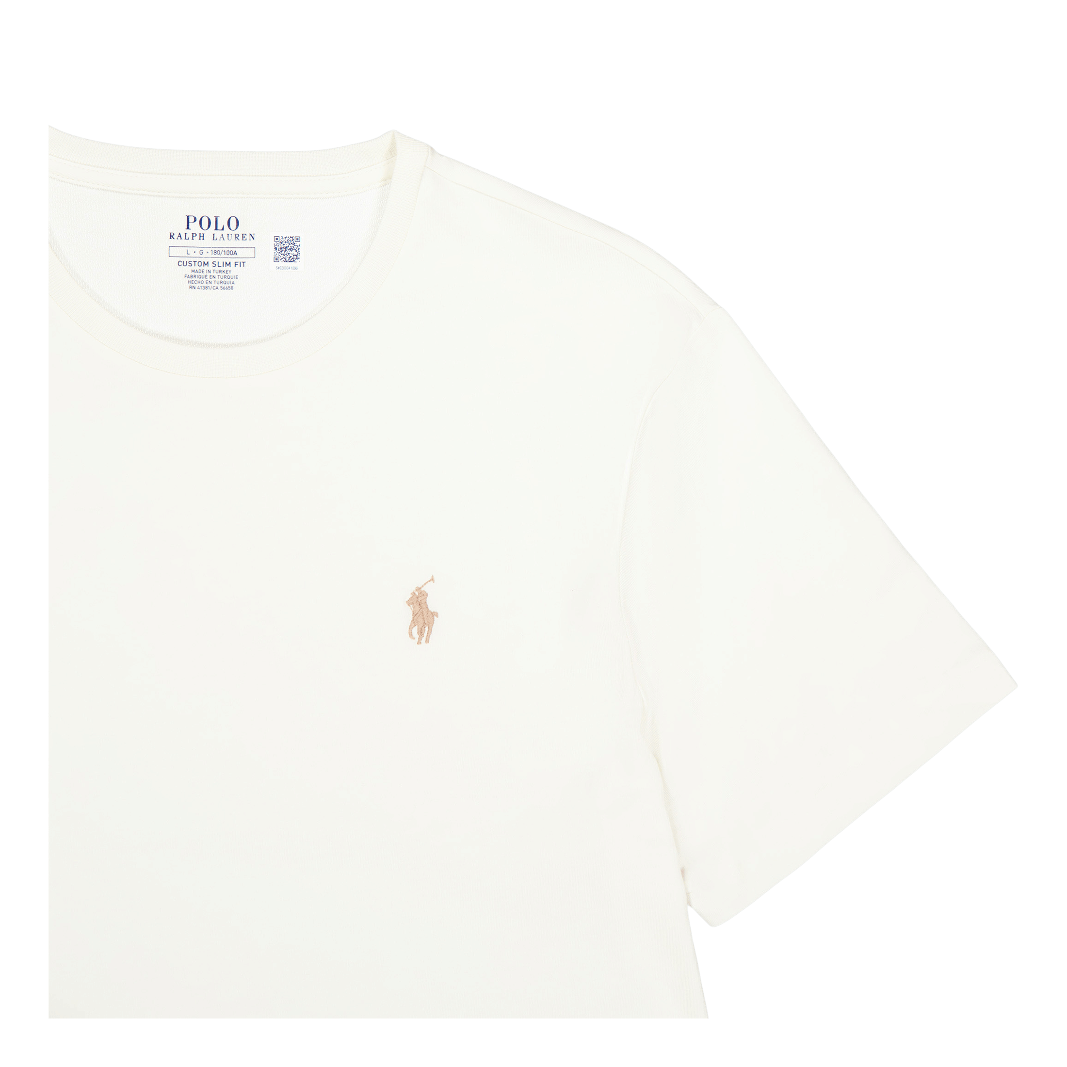 Polo Ralph Lauren Custom Slim Fit Jersey Crewneck T - Shirt Parchment Cream