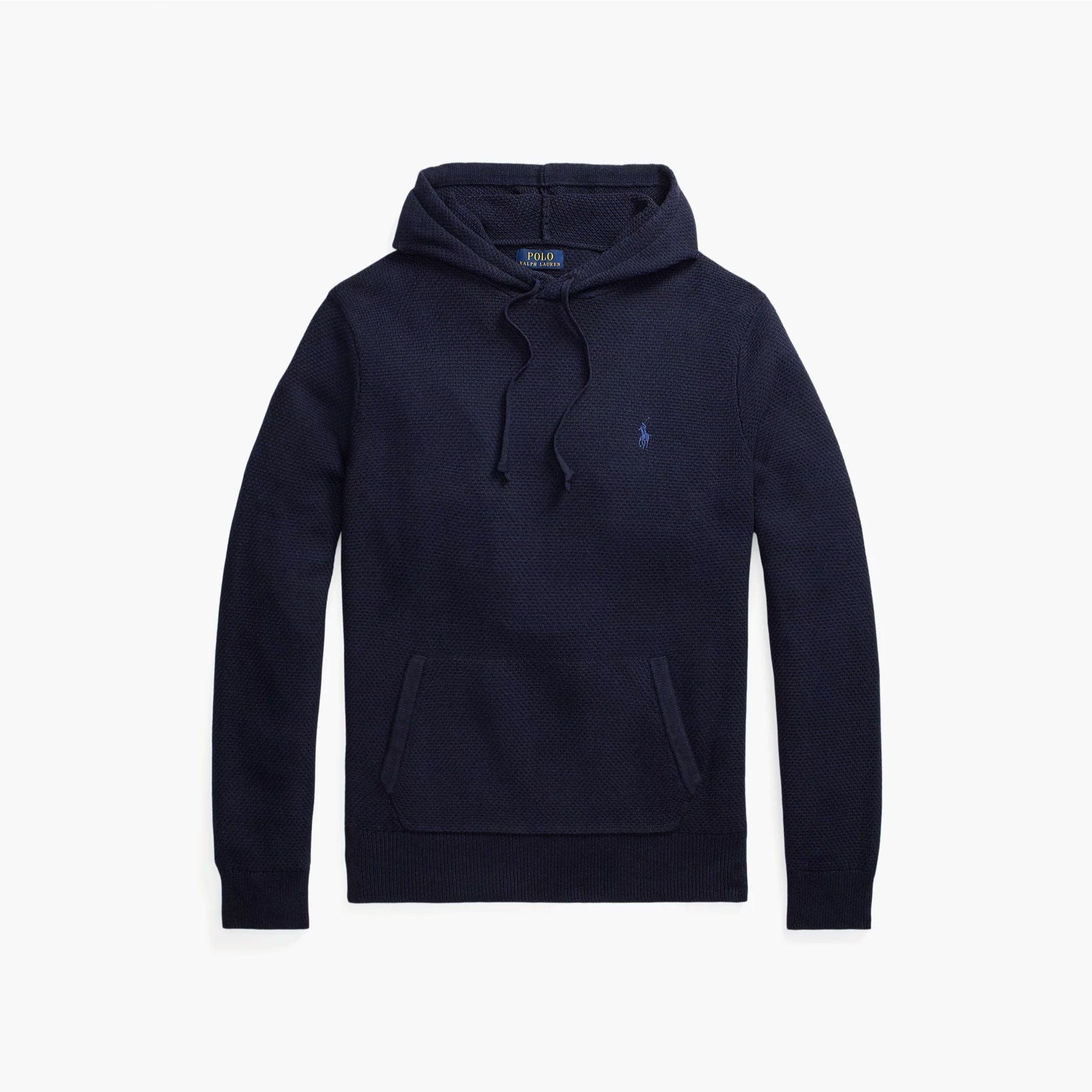 Polo Ralph Lauren Woven - Stitch Cotton Hooded Sweater Navy Hthr