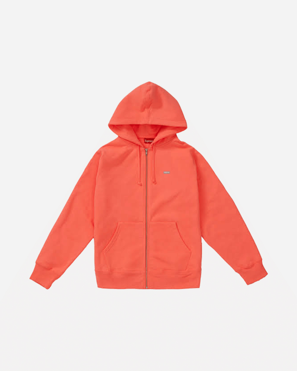 SUPREME FW18 SMALL REFLECTIVE LOGO ZIP UP HOODIE FLUORESCENT PINK