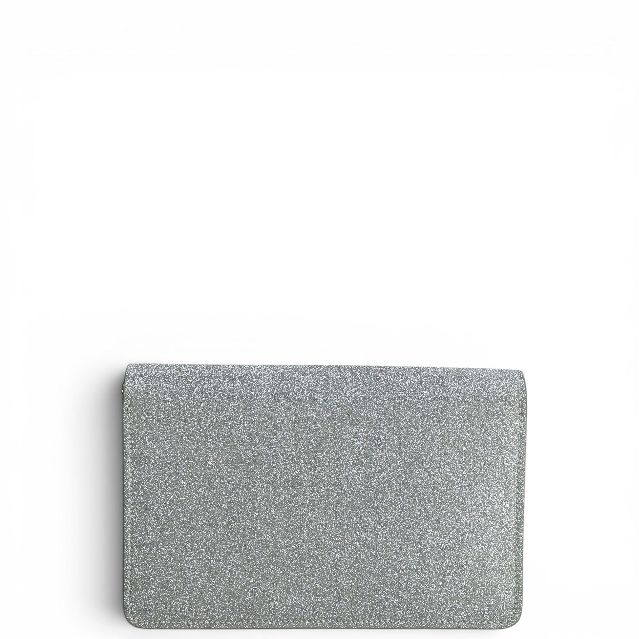 Jimmy Choo Palace Star Lock Silver Glitter Crossbody Bag
