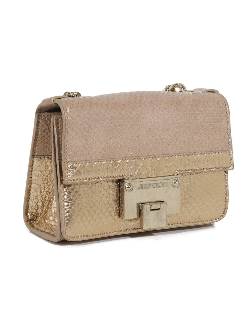 Jimmy Choo Gold pink Embossed rebel crossbody bag