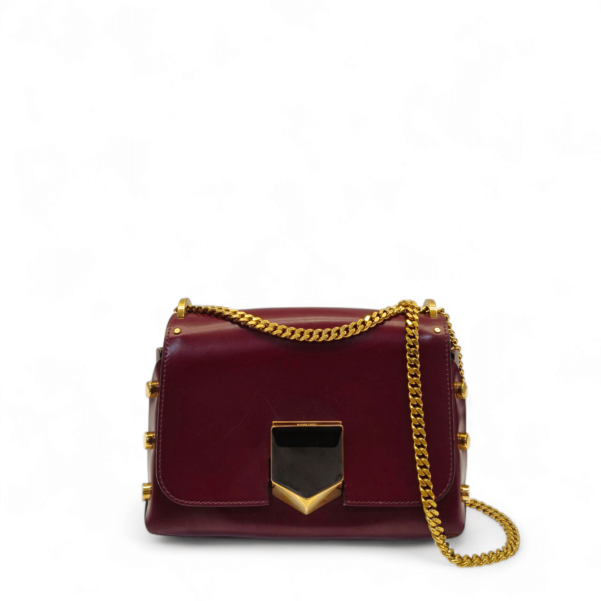 Jimmy Choo Dark Burgundy Leather Lockett Petite Crossbody Bag